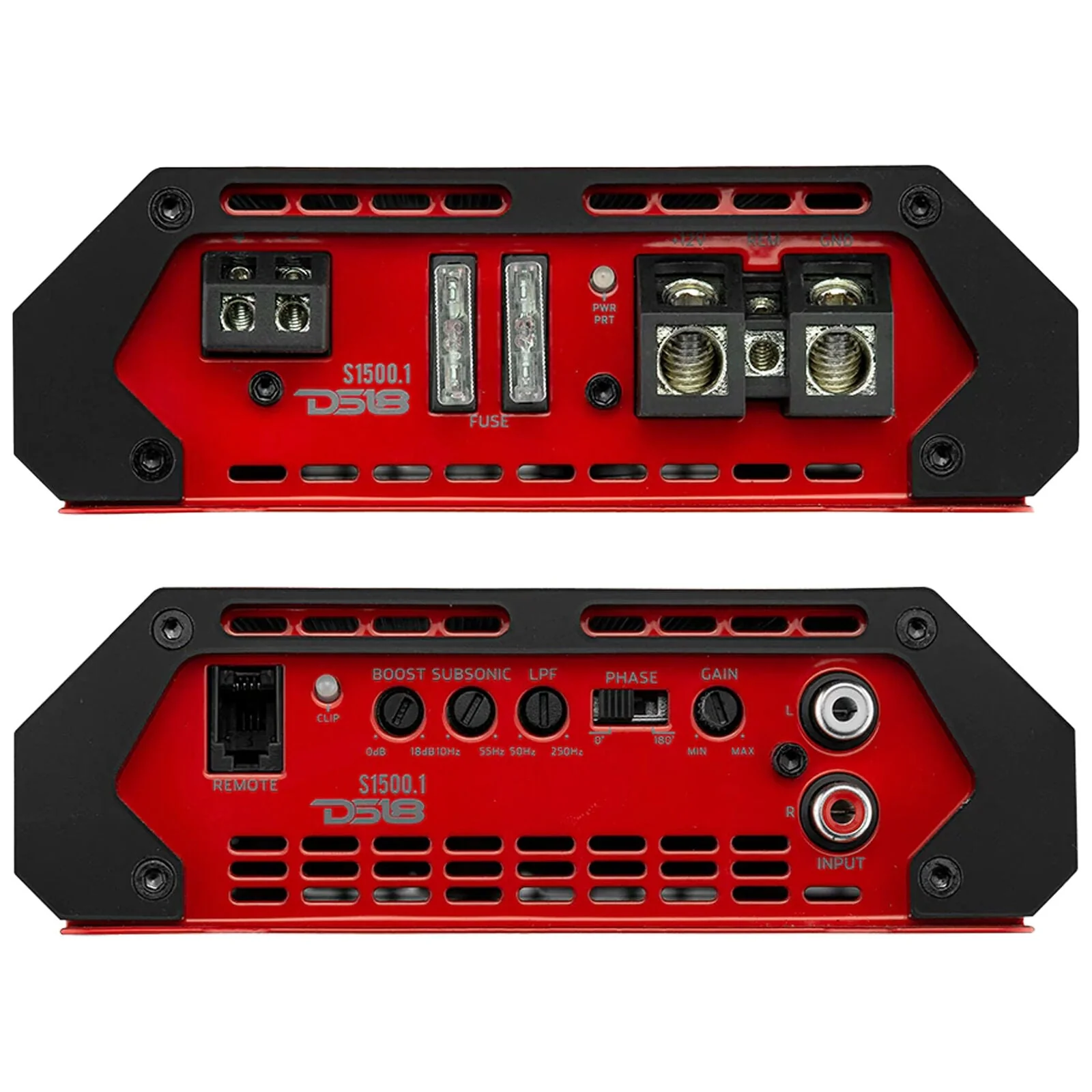 DS18 1Ch Monoblock Subwoofer Amplifier Class A/B 1500W Red /w Bass Knob S1500.1 - Image 4