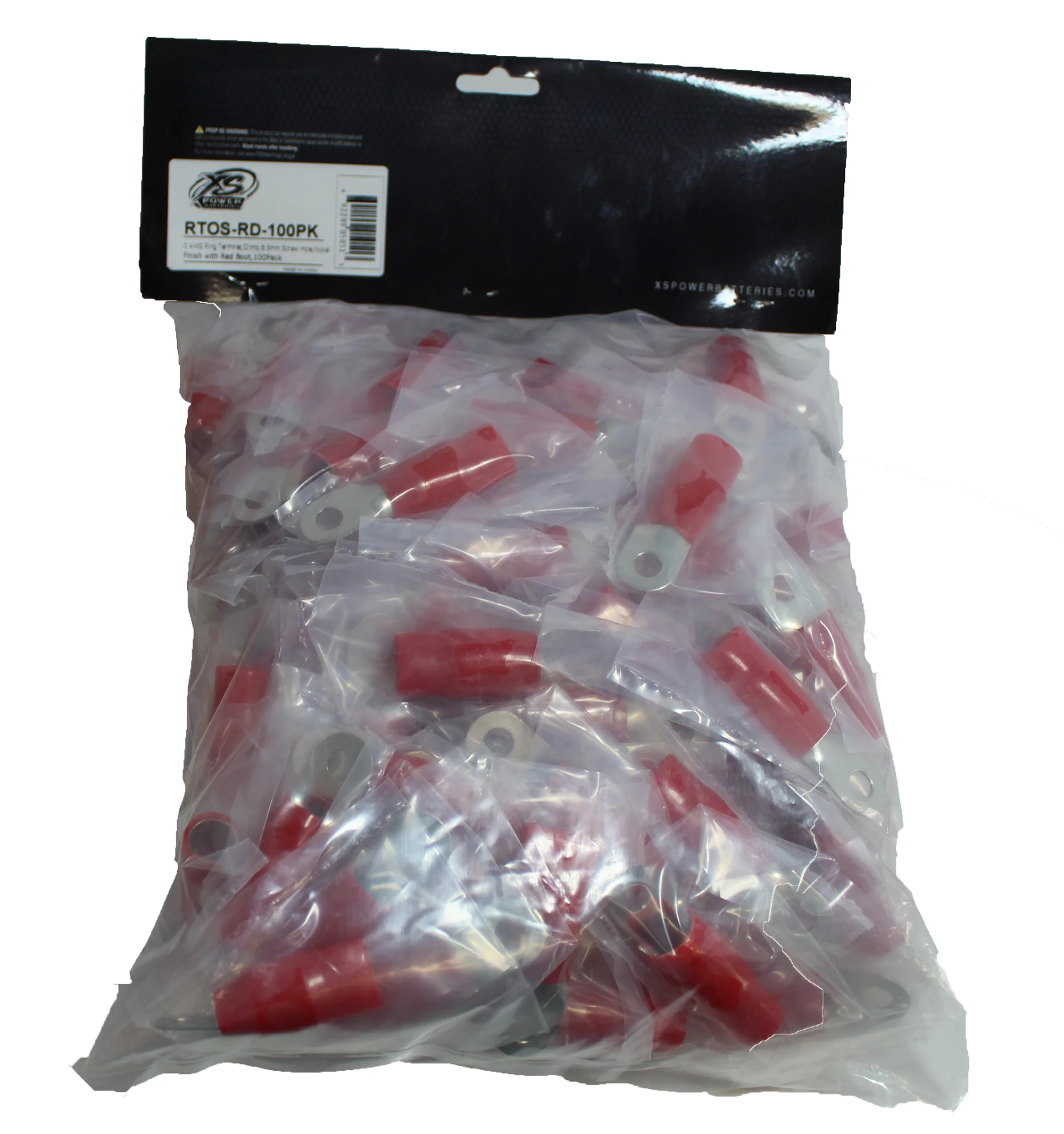 XS Power 50pk, 25 Red + 25 Black 0 AWG 8.5MM Ring Terminals Nickel Plated - Image 6