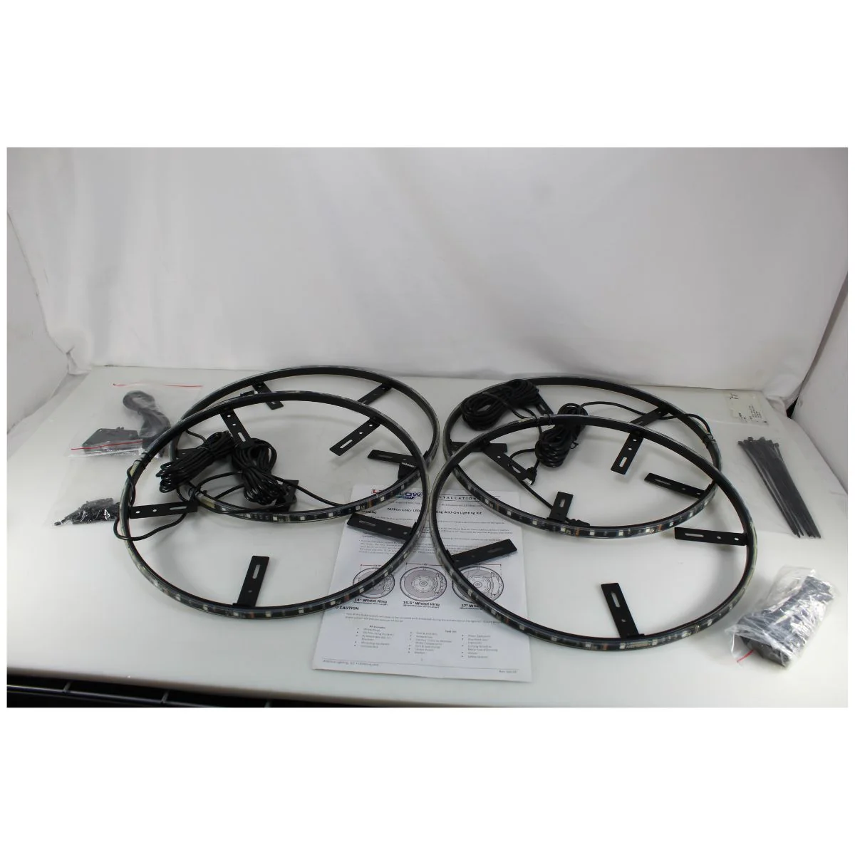 4pc 14" LED Wheel Ring Add-On Lighting Kit For Wireless Underbody Kits OPEN BOX