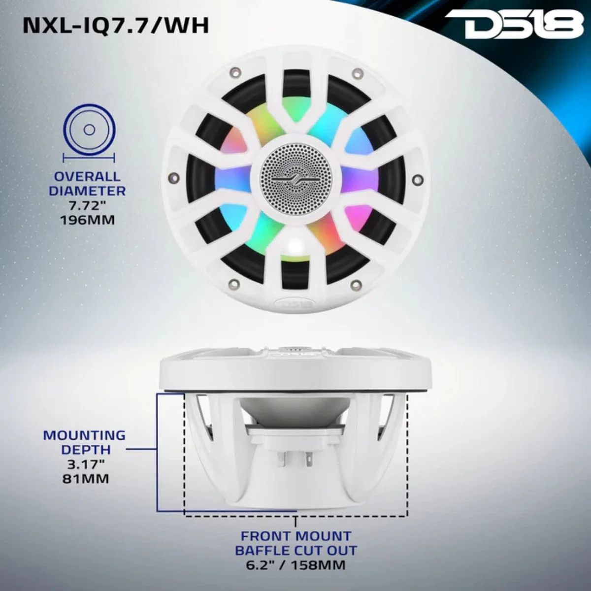 7.7” IP65 175W RMS Bullet Tweeter Marine Speaker Pair Digital LED DS18 NXL-IQ7.7 - Image 14