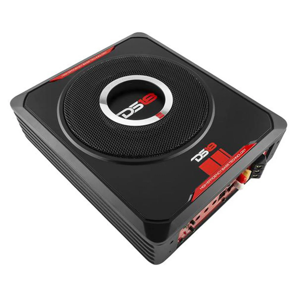 8" 600W Black Under-Seat Car Sub woofer Powered Bass Amplifier Slim DS18 SQBASS - Image 2