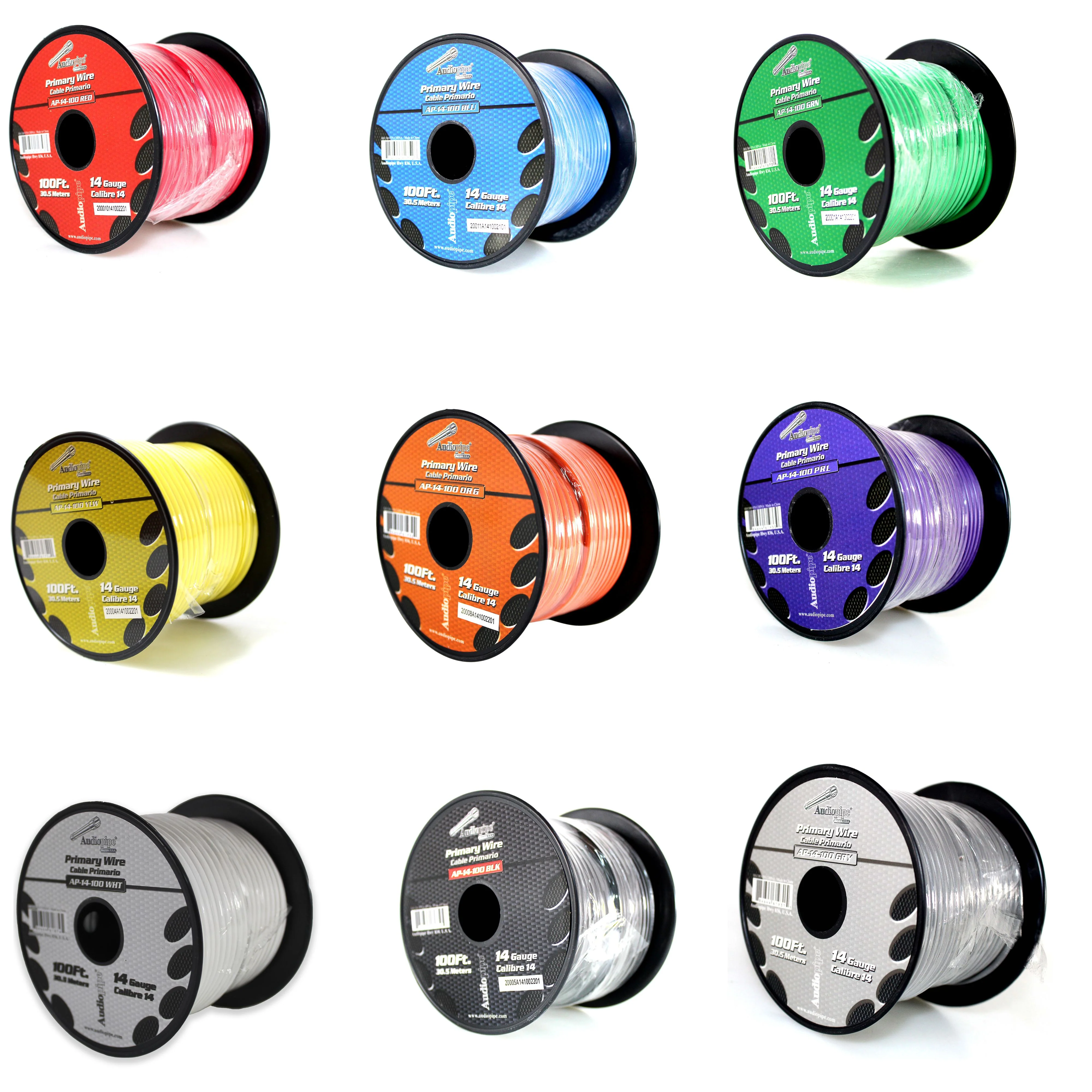 9 Rolls 14 GA 100 ft Stranded Spools of CCA Primary Power Ground Speaker Wire Cable