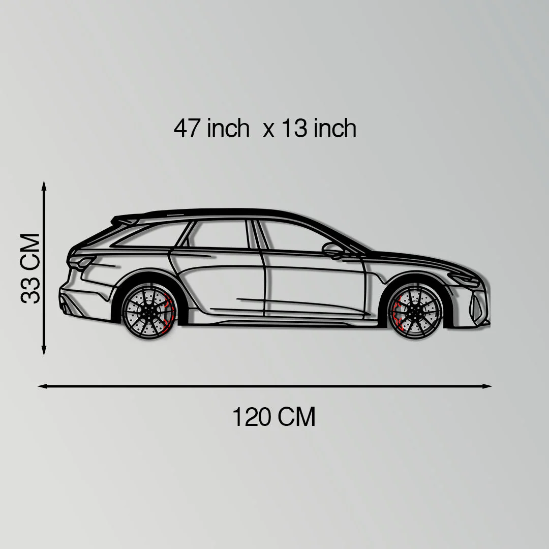 Audi RS6 Avant Metal Car Wall Art with Rotating Wheels - Super Wagon Silhouette Decor - Interactive Automotive Wall Art - KAFMEKA098 - Image 11