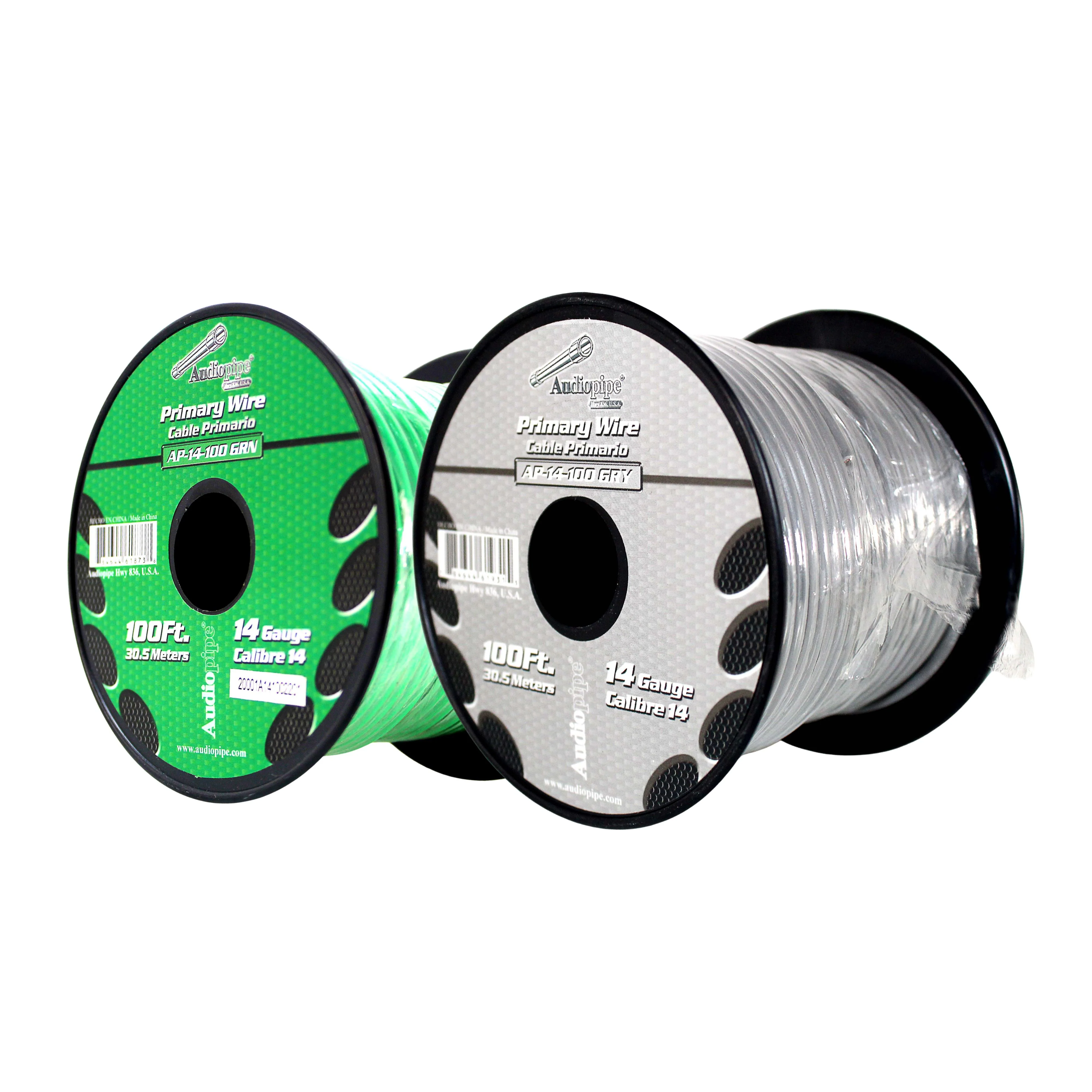 14 GA 100 FT Green Gray Stranded Spools of CCA Primary Power Ground Wire Cable