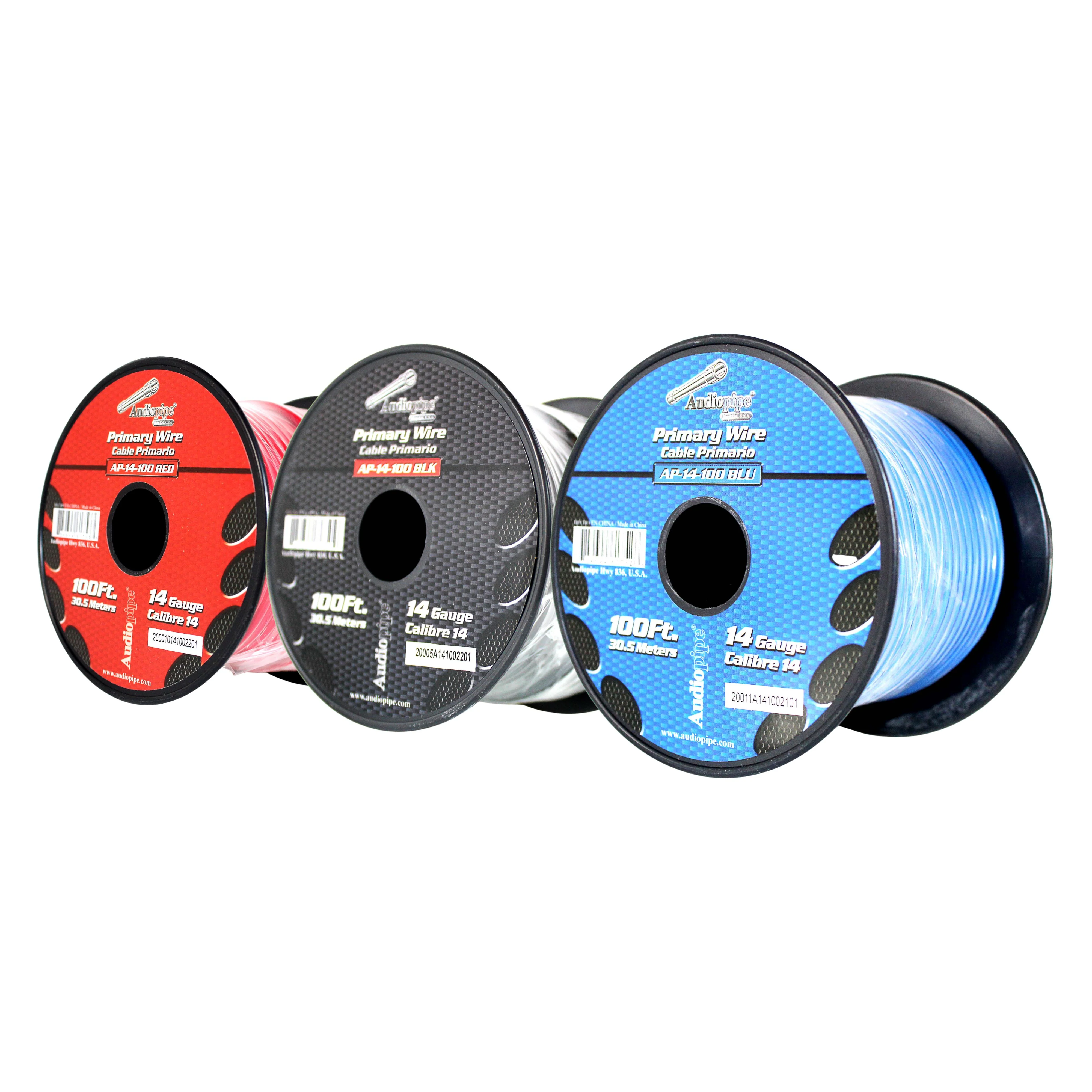 14 GA 100 FT Red Black Blue Stranded Spools of CCA Primary Power Ground Wire Cable
