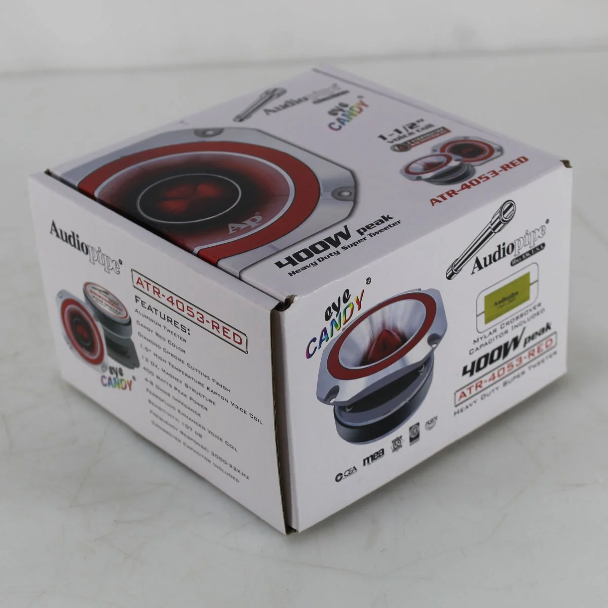 Audiopipe 4" Eye Candy Aluminum Tweeter Diamond Chrome Finish Red OPEN BOX - Image 3