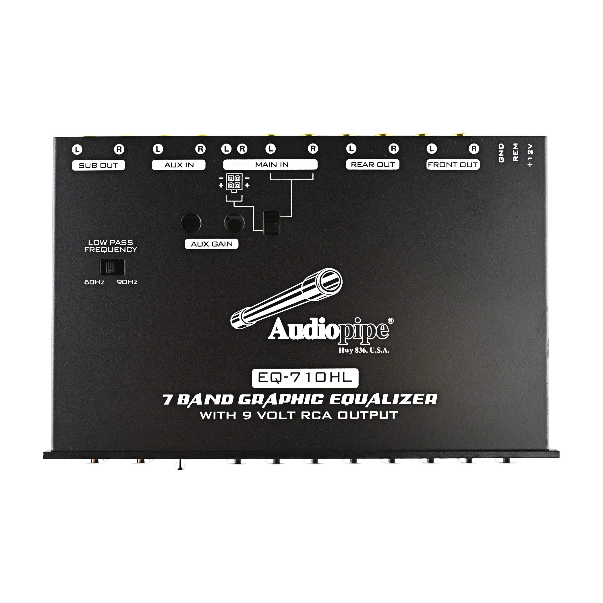 Audiopipe 7 Band 9V Half-Din Line Driver Graphic Equalizer with Hi/Lo EQ-710HL - Image 2