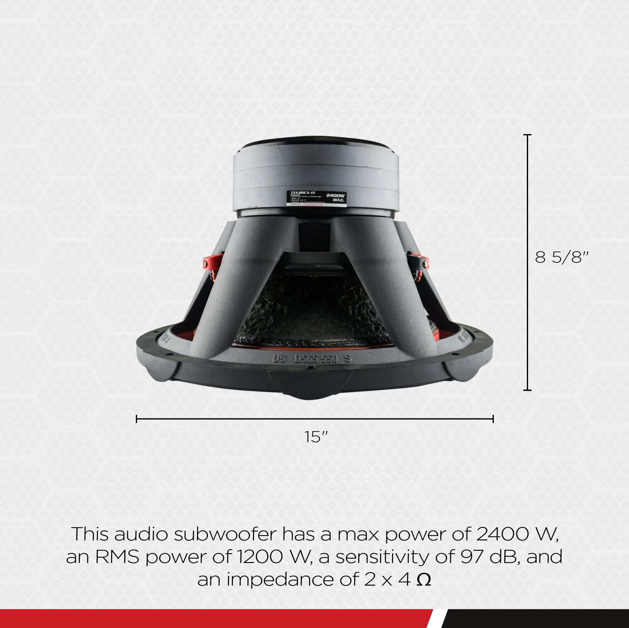 Audiopipe BD Series 15" Subwoofer - 2400W PMPO, 1200W RMS, Dual 4-Ohm Voice Coil - Image 3