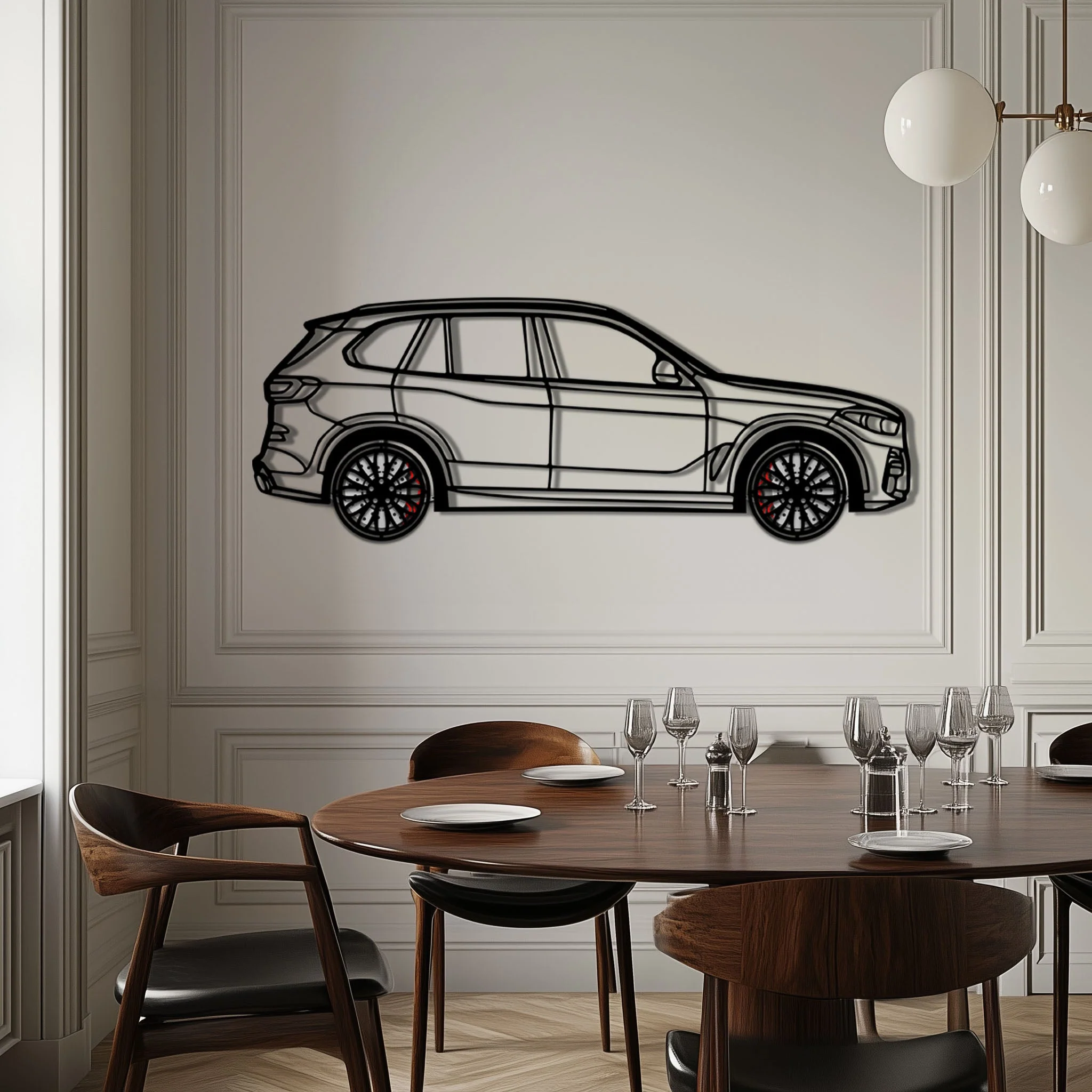 BMW X5 Metal Car Wall Art with Rotating Wheels - Modern SAV Silhouette Decor - Interactive Automotive Wall Art - KAFMEKA111 - Image 3