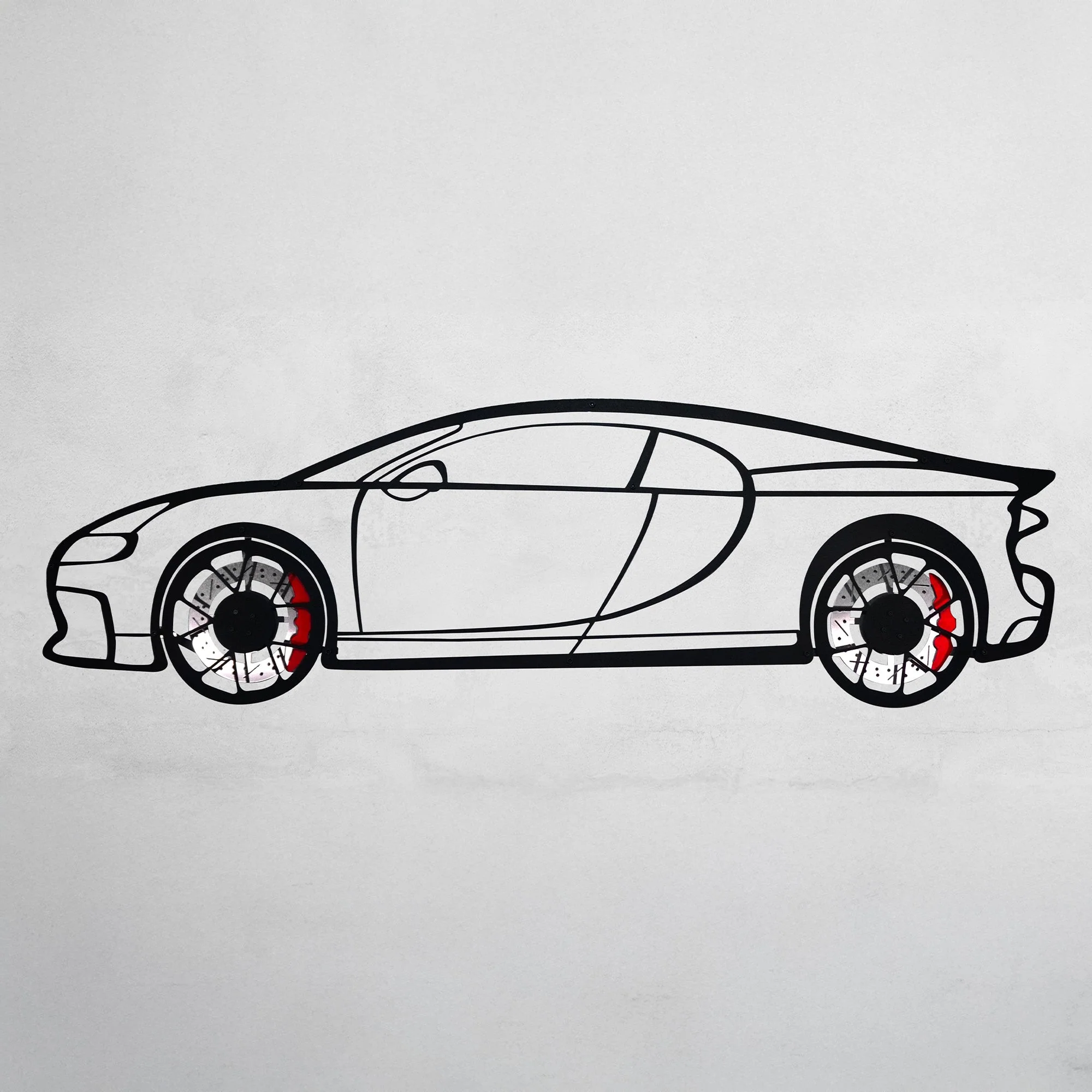 Bugatti Wall Art β Luxury Steel Silhouette with Spinning Wheels-KAFMEKA018