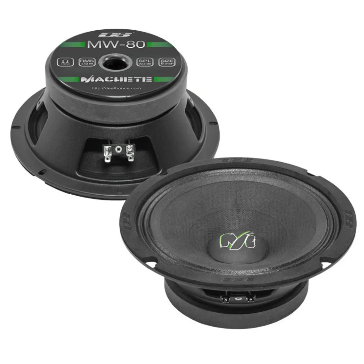 Deaf Bonce 8" Midbass 175 W RMS 4-Ohm Machete Pro Car Audio Speakers Pair