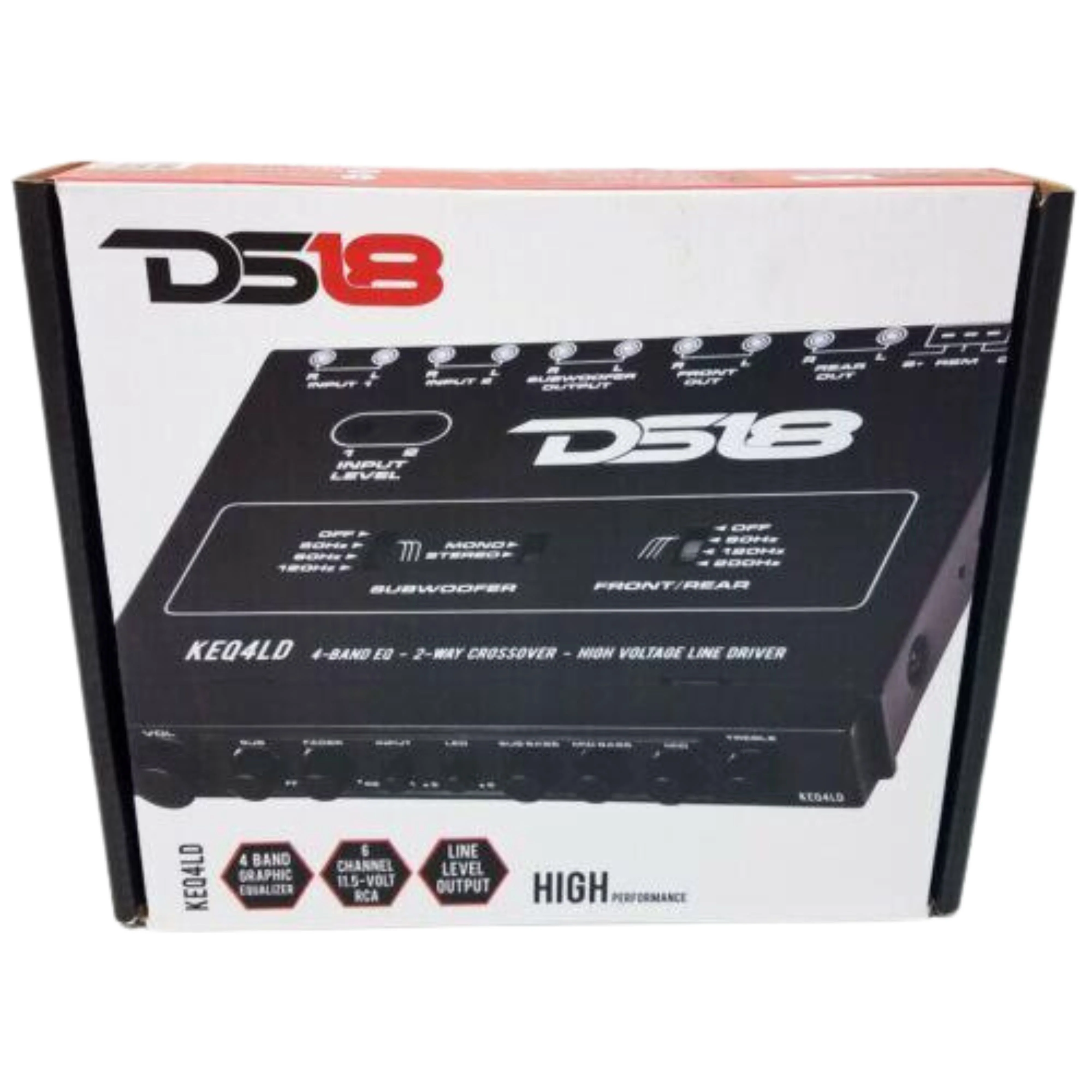 DS-KEQ4LD DS18 4 Band Graphic Equalizer Six Channel Line Driver Subwoofer Level - Image 4