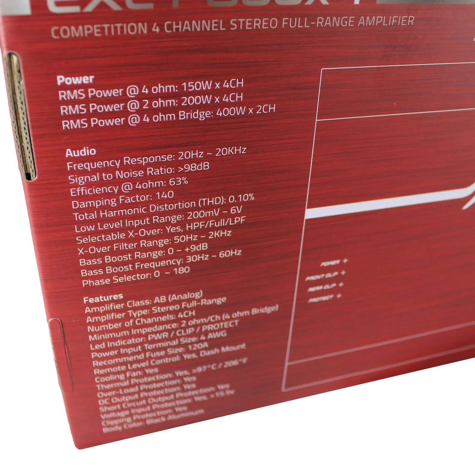 DS18 4 Channel Korean Amplifier Class A/B Full Range w/ Bass Knob EXL-P800X4 - Image 8