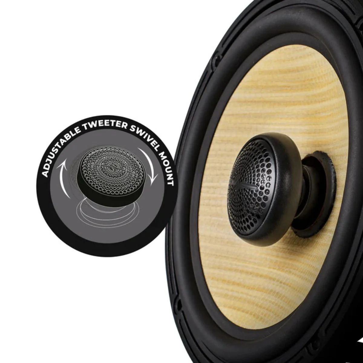 DS18 6.5" 150W RMS 4-Ohm 2-Way Coaxial Speakers with Woven Yellow Composite Cone - Image 2