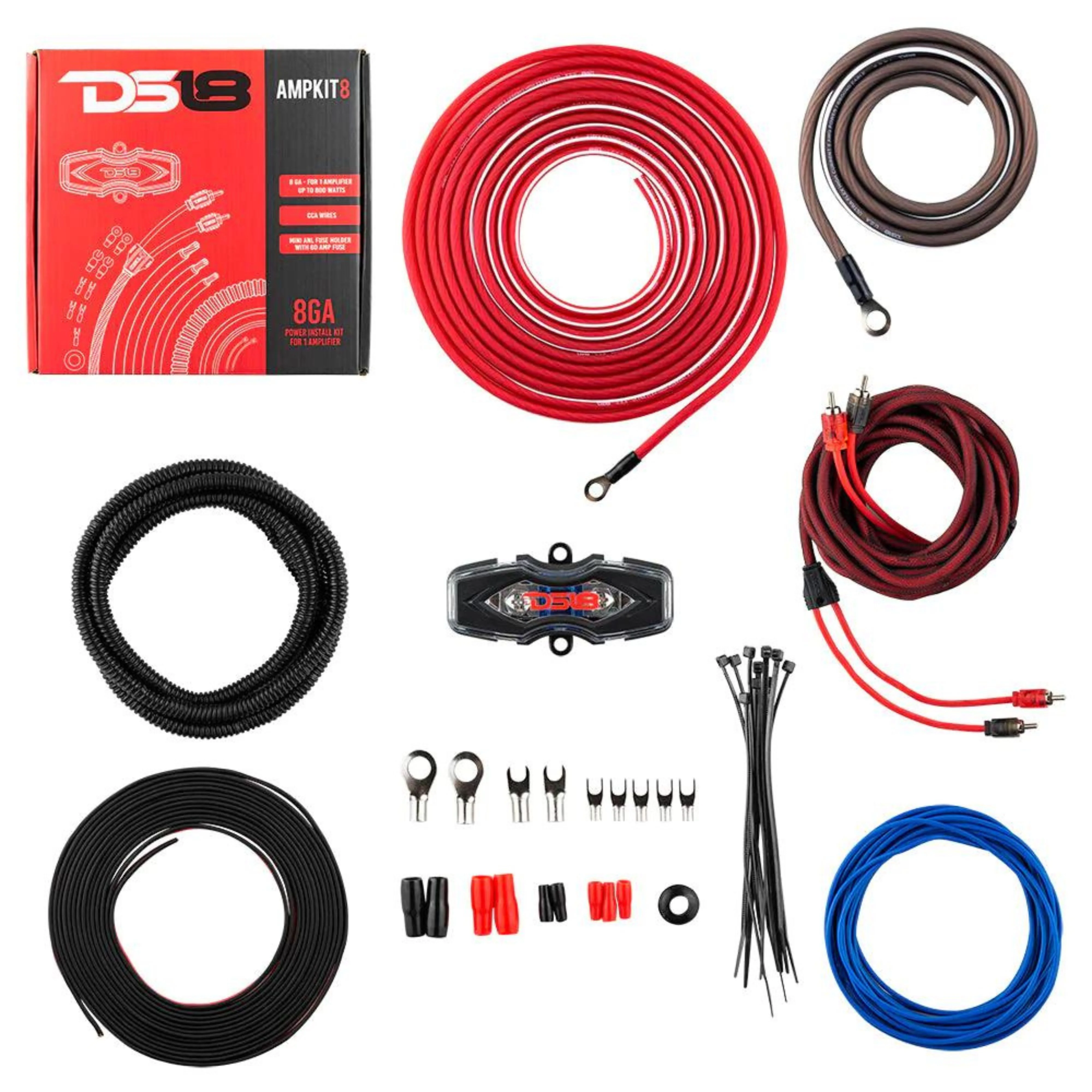 DS18 6.5-Inch Marine Speakers with 2 CH Amplifier Wiring Kit and Universal Receiver Combo - Image 9