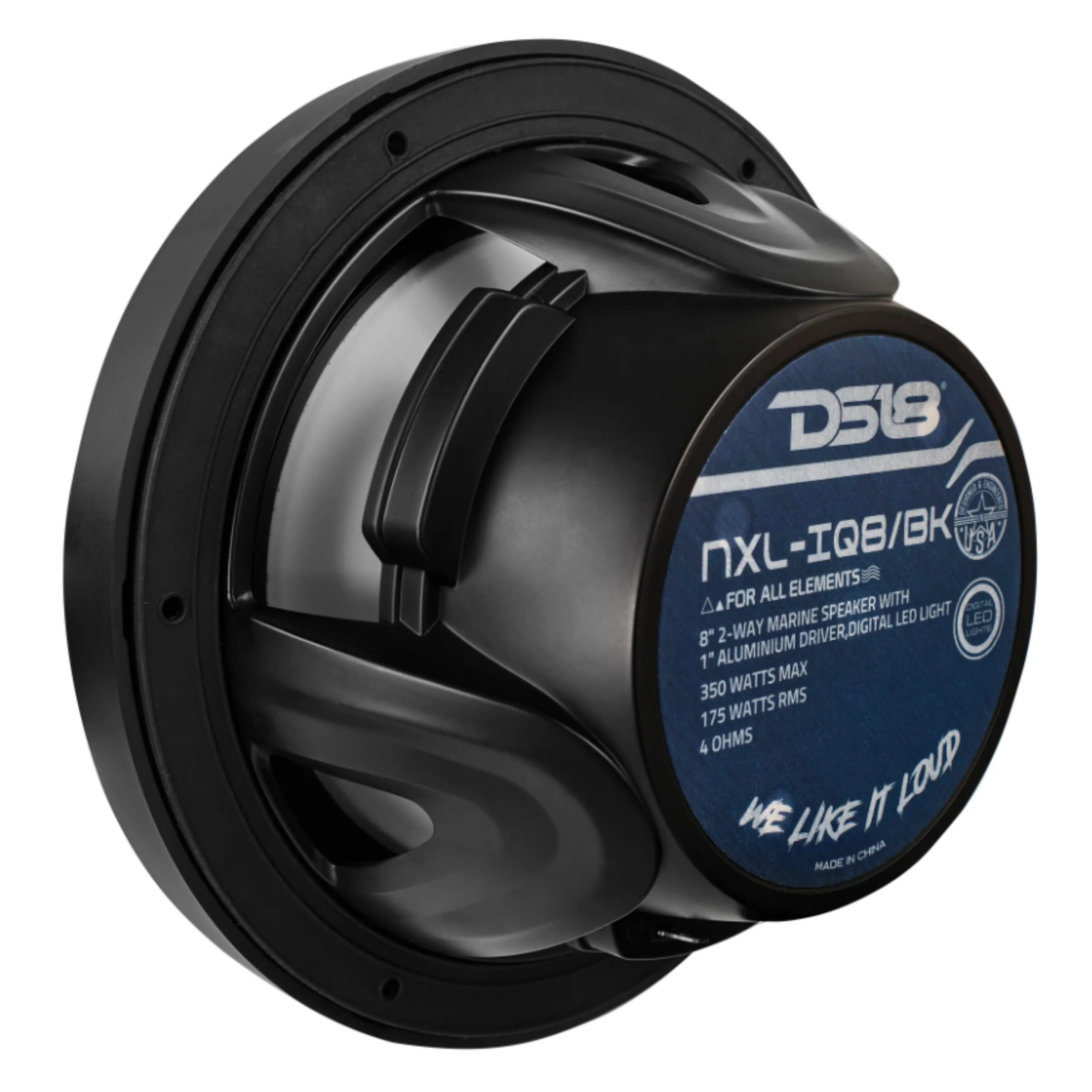 DS18 8" 2-Way 175 Watt RMS 4-Ohm RGB LED Coaxial Marine Speaker Black NXL-IQ8-BK - Image 5