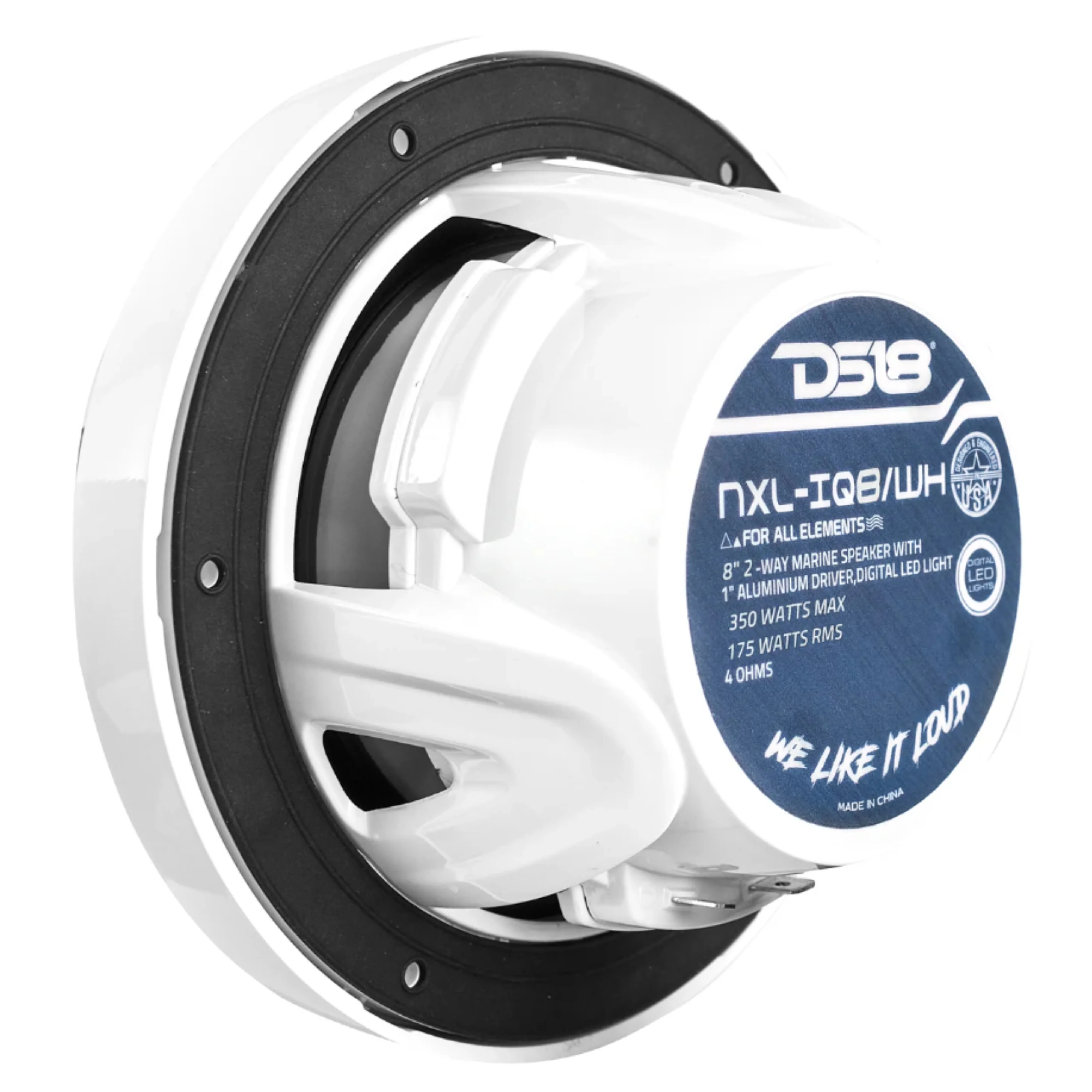 DS18 8" 2-Way 175 Watt RMS 4-Ohm RGB LED Coaxial Marine Speaker White NXL-IQ8-WH - Image 5