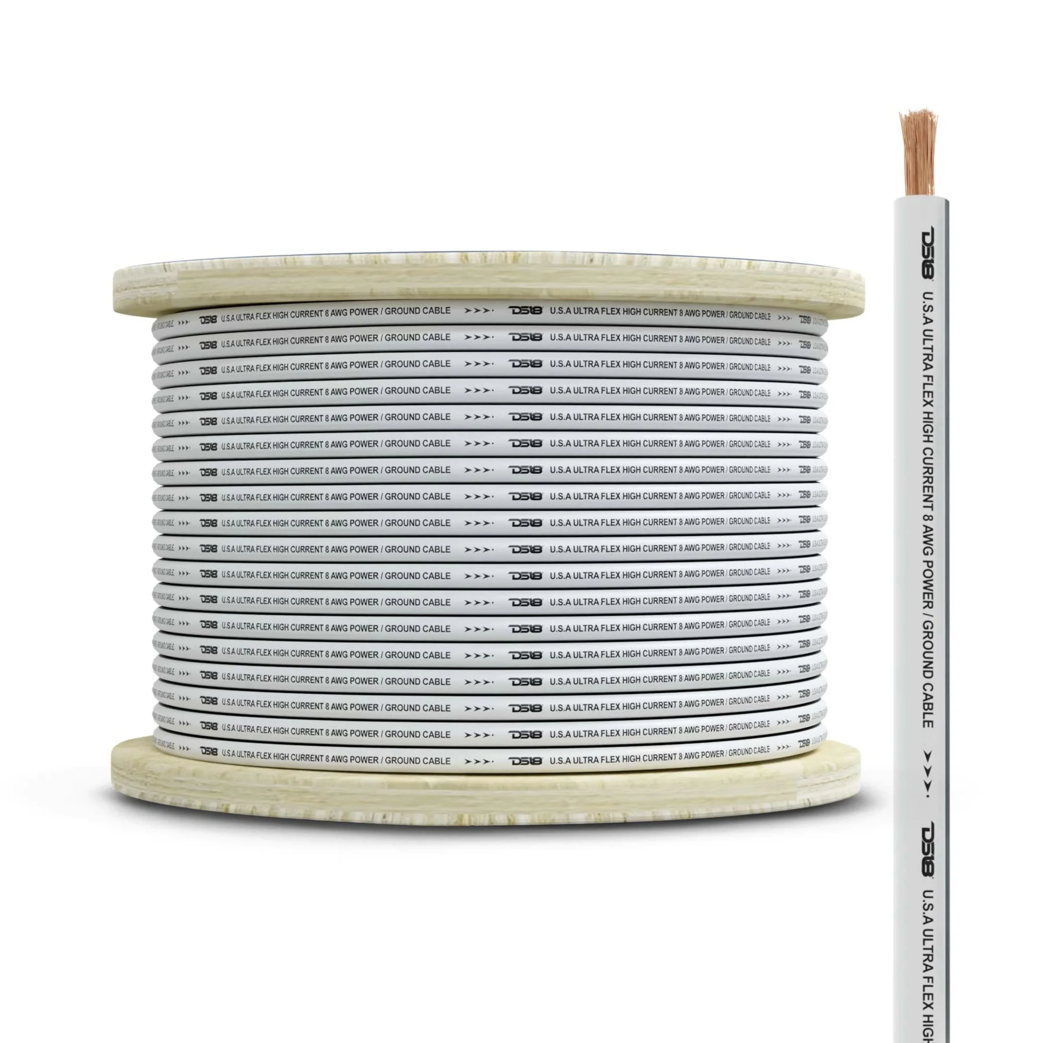 DS18 8 AWG 100% OFC Marine Power/Ground Wire Black/White Lot Cut By The Foot