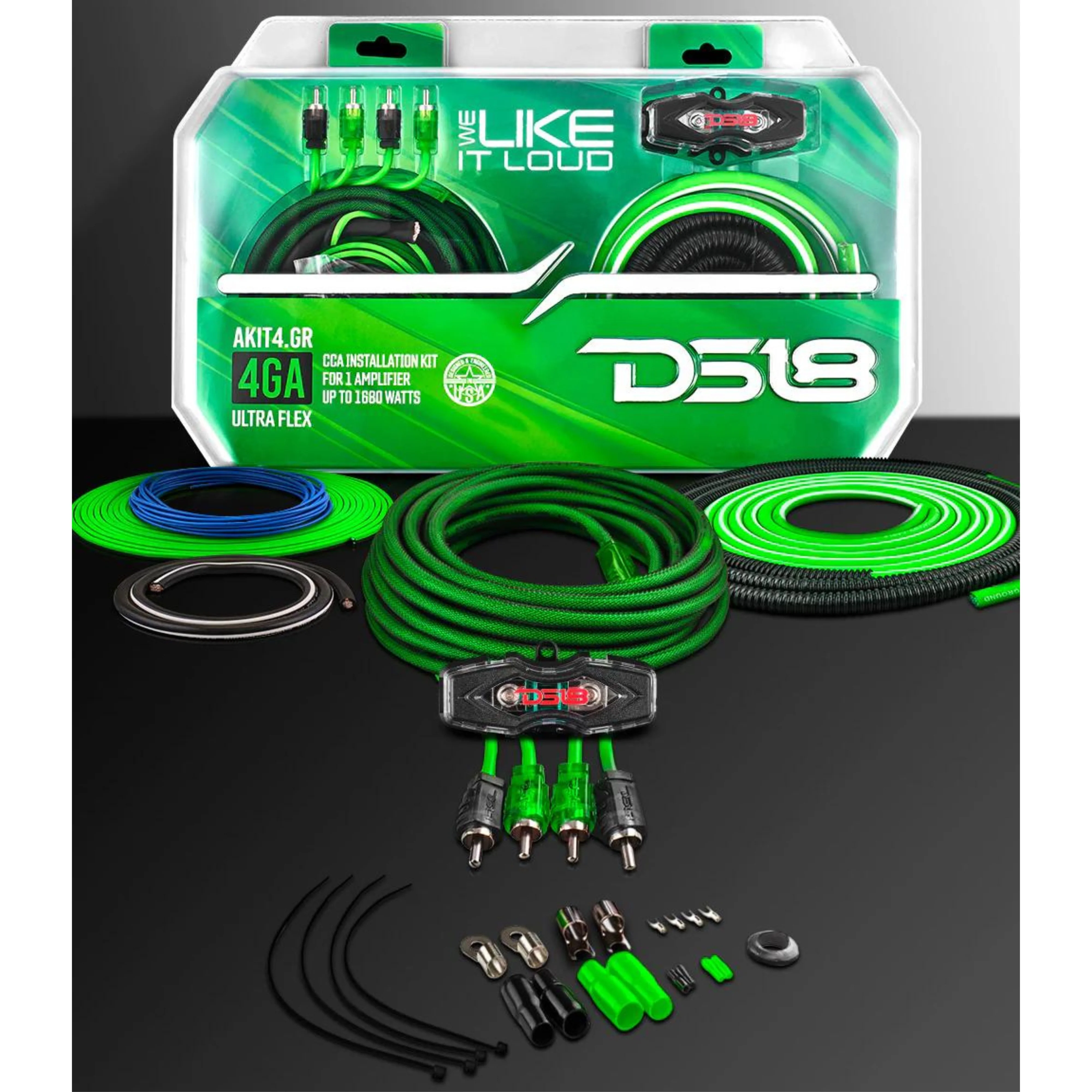 DS18 AKIT4 CCA 4-Gauge Amplifier Installation Kit - Green / DS-AKIT4-GR - Image 7