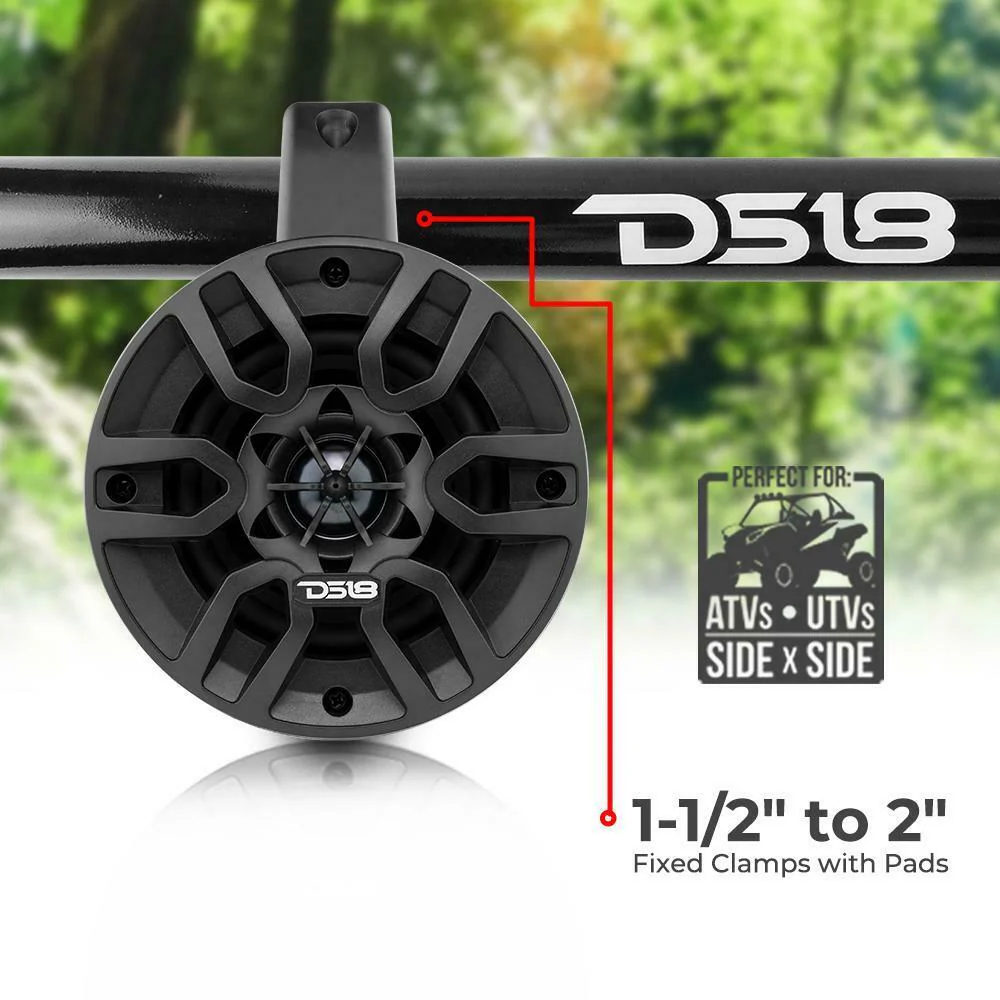 DS18 HYDRO 4" 300 Watts 4 Ohm 2 Way Black Wakeboard Pod Tower Speakers Pair - Image 5