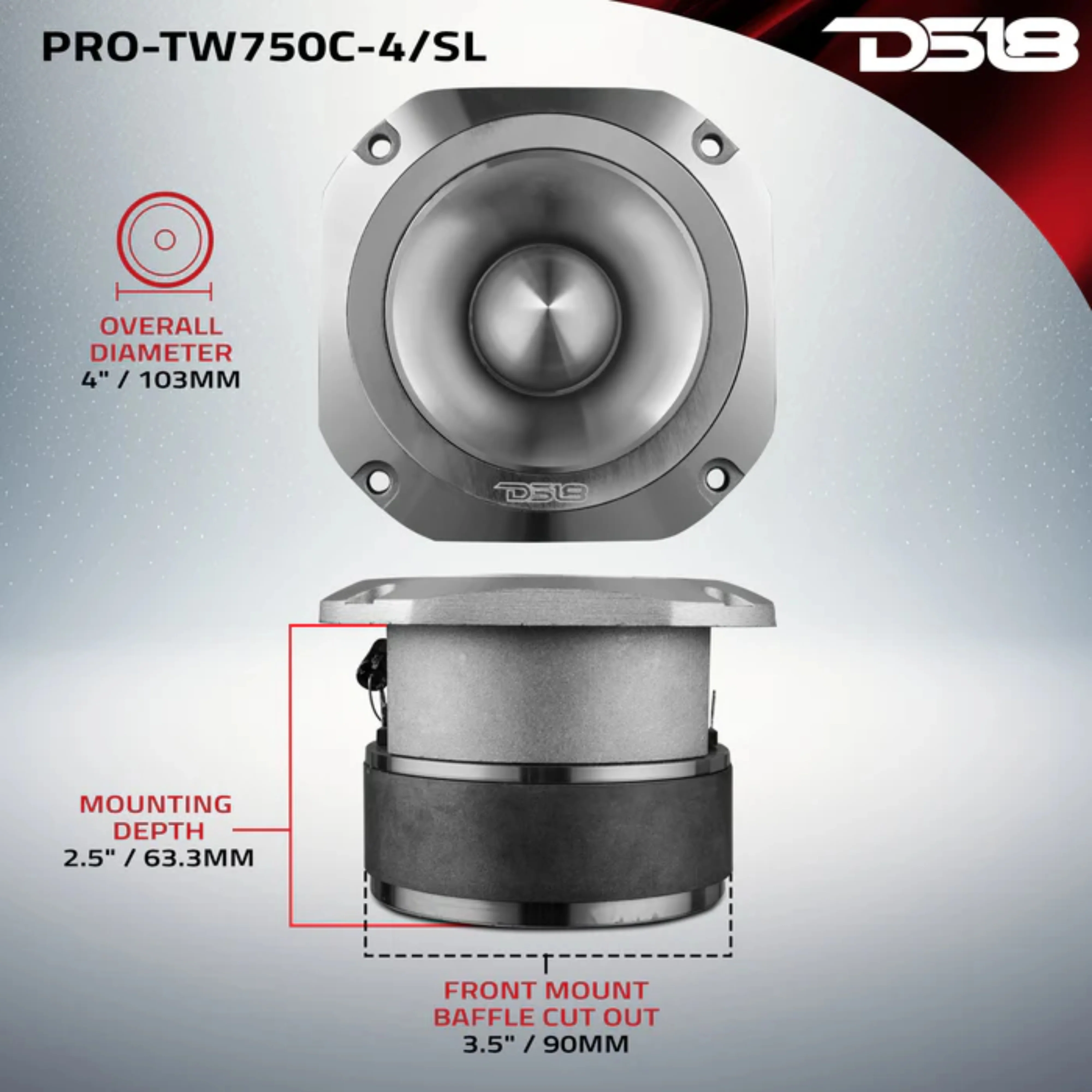 DS18 PRO 4" Tweeter 1.5" Titanium VC 4-Ohm 200-Watt Super Bullet Silver - Image 7
