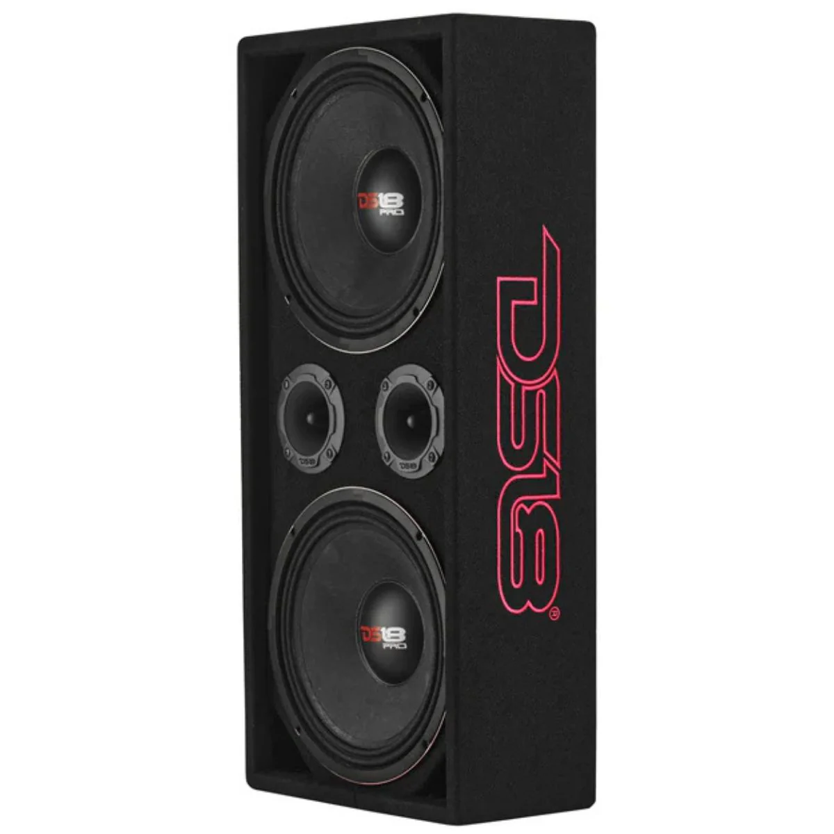 Dual 10 inch 300W RMS Voceteo Loaded Enclosure w Tweeters, Amplifier & Speakon - Image 3