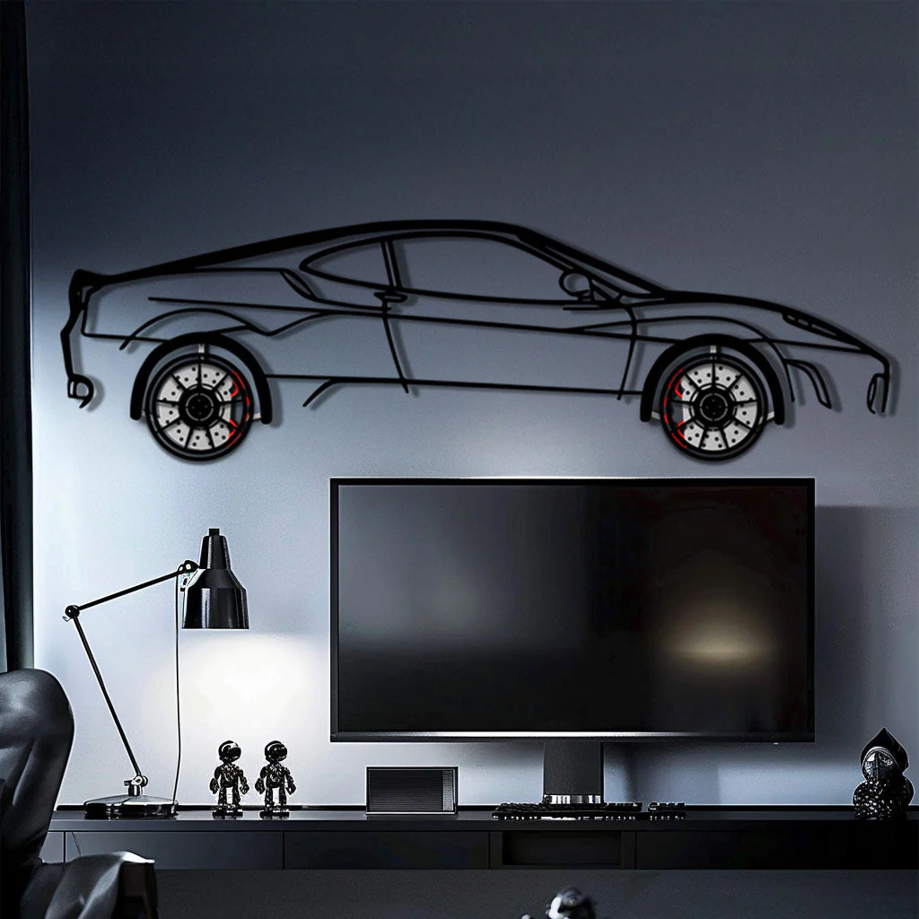 Ferrari F430 Metal Car Wall Art with Rotating Wheels - Italian V8 Supercar Silhouette - Interactive Automotive Wall Decor - KAFMEKA132 - Image 10