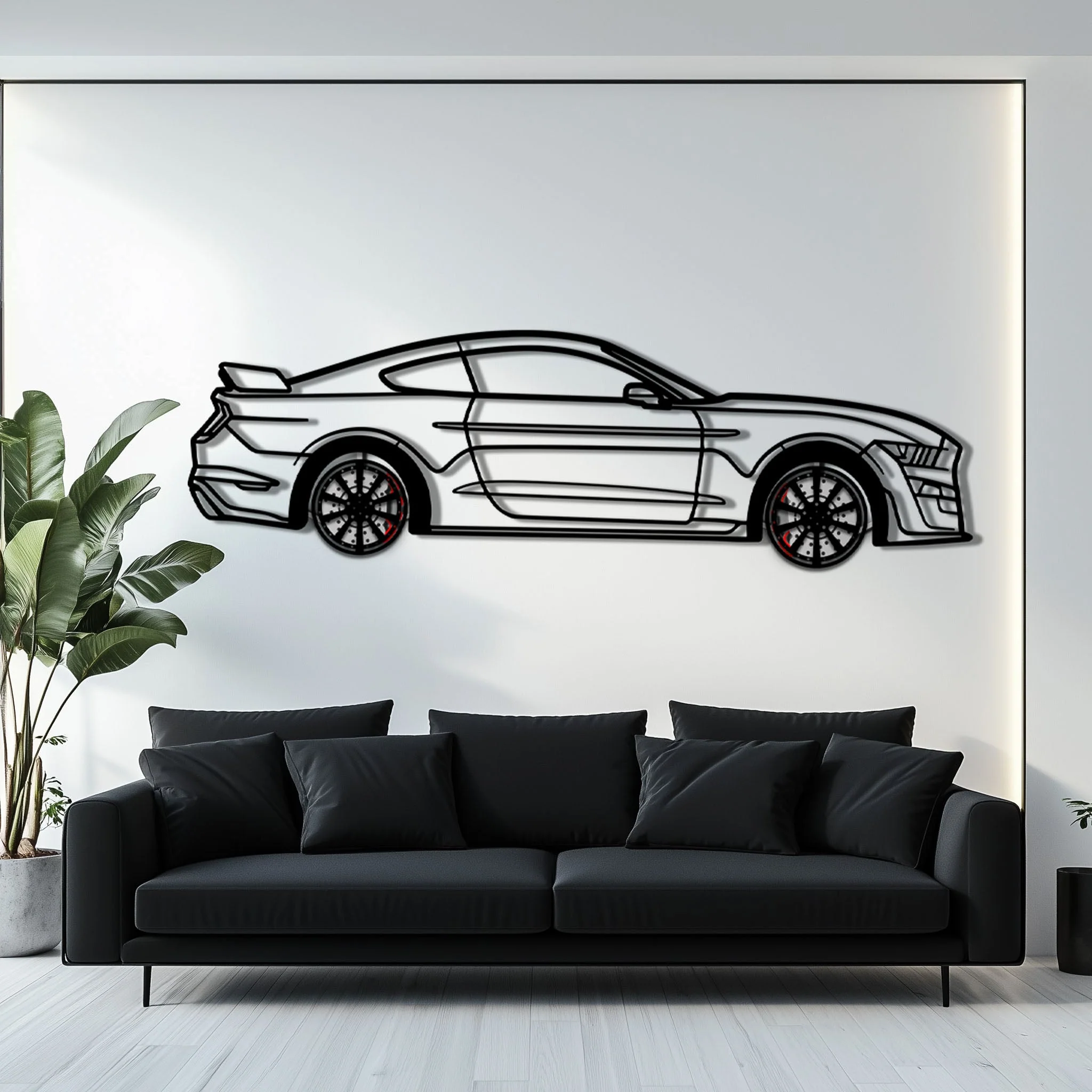 Ford Mustang Shelby GT500 Metal Car Wall Art with Rotating Wheels - Modern Muscle Silhouette Decor - Interactive Automotive Wall Art - KAFMEKA140 - Image 7