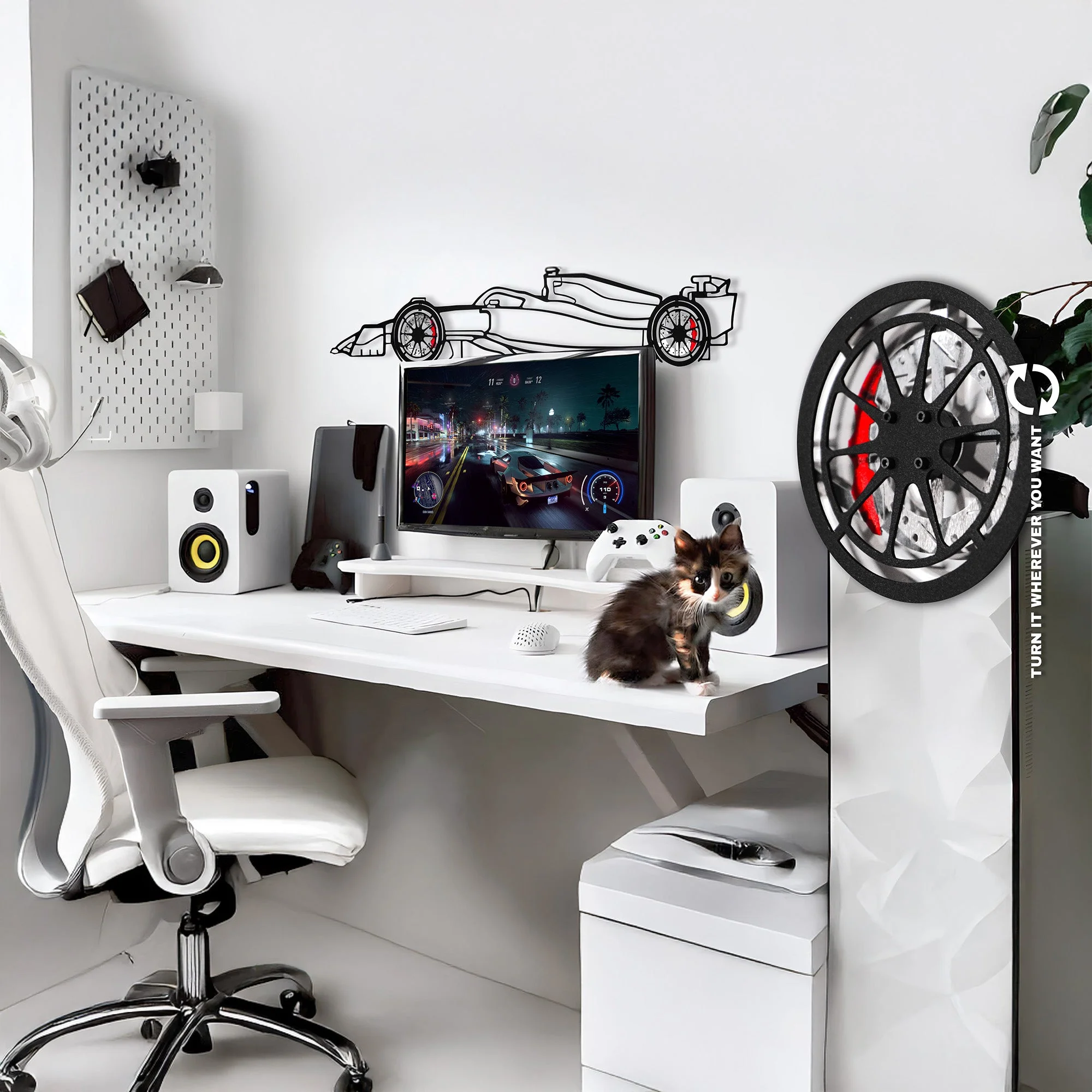 Formula 1 Wall Art β Steel Silhouette Racing Car with Spinning Wheels-KAFMEKA023 - Image 4