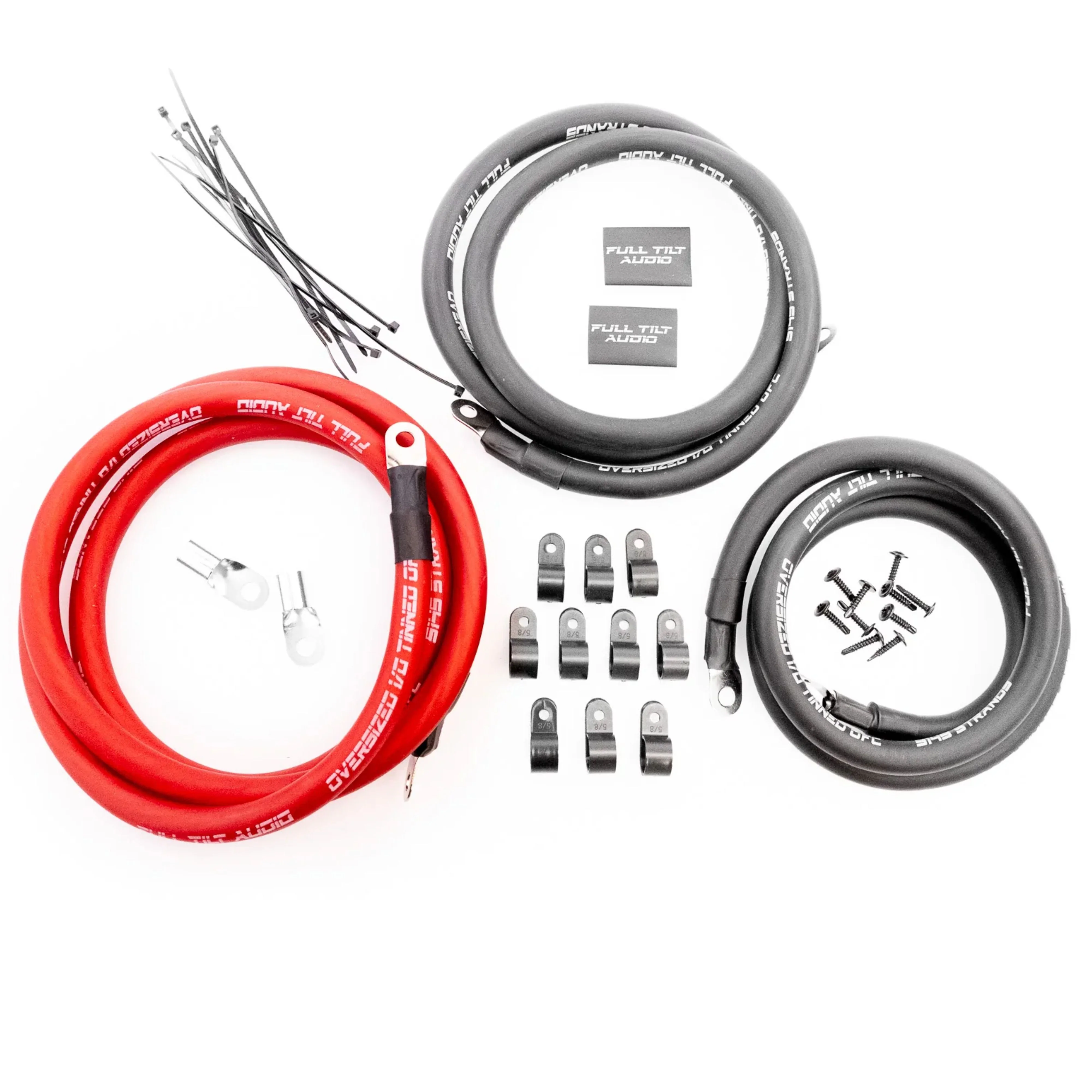 Full Tilt 0 AWG Red & Black Big 3 Wiring Upgrade Kit for Car Audio - Image 2
