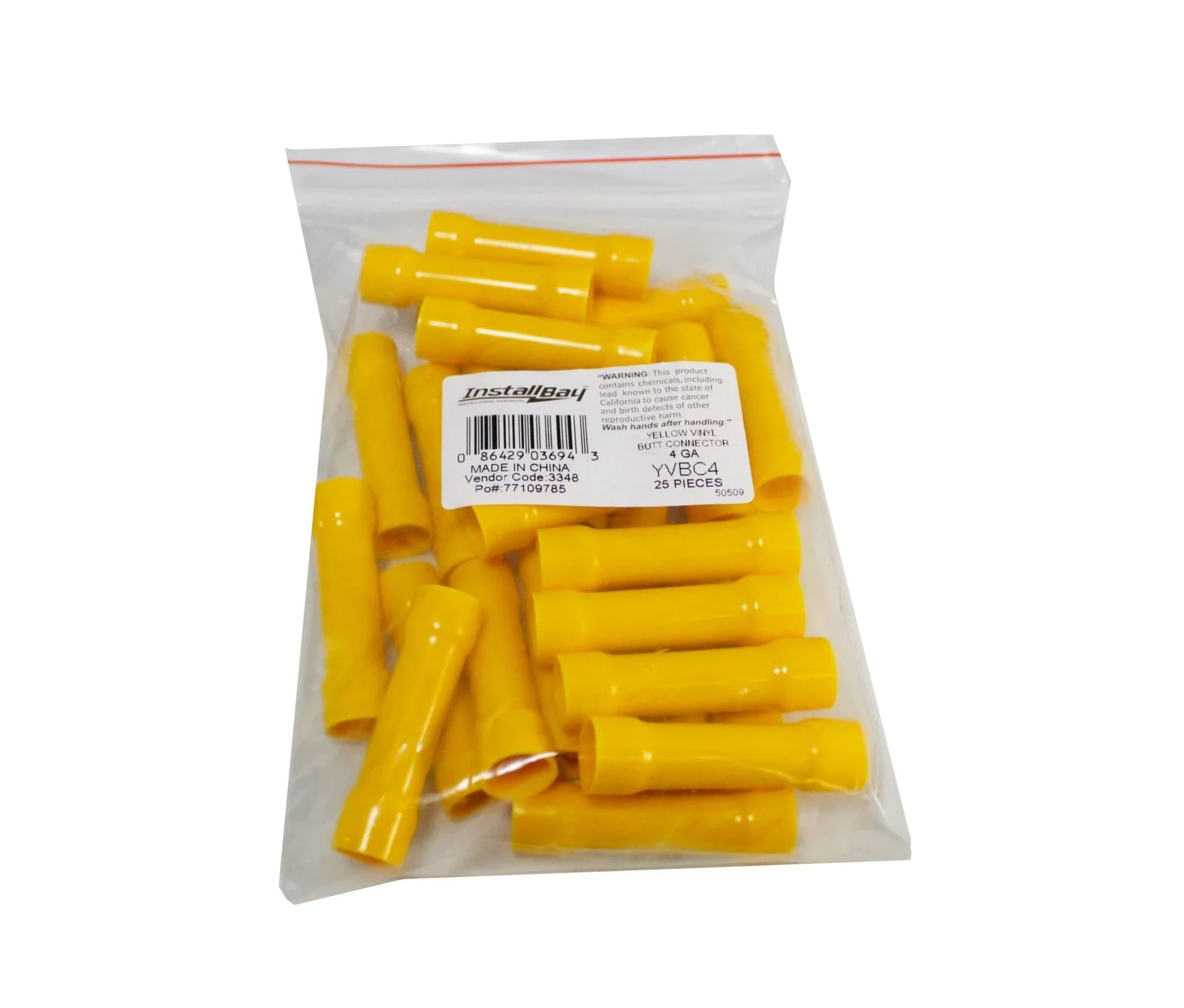 Install Bay 4 Gauge Yellow Vinyl Butt Connector 25 Pieces YVBC4 - Image 3