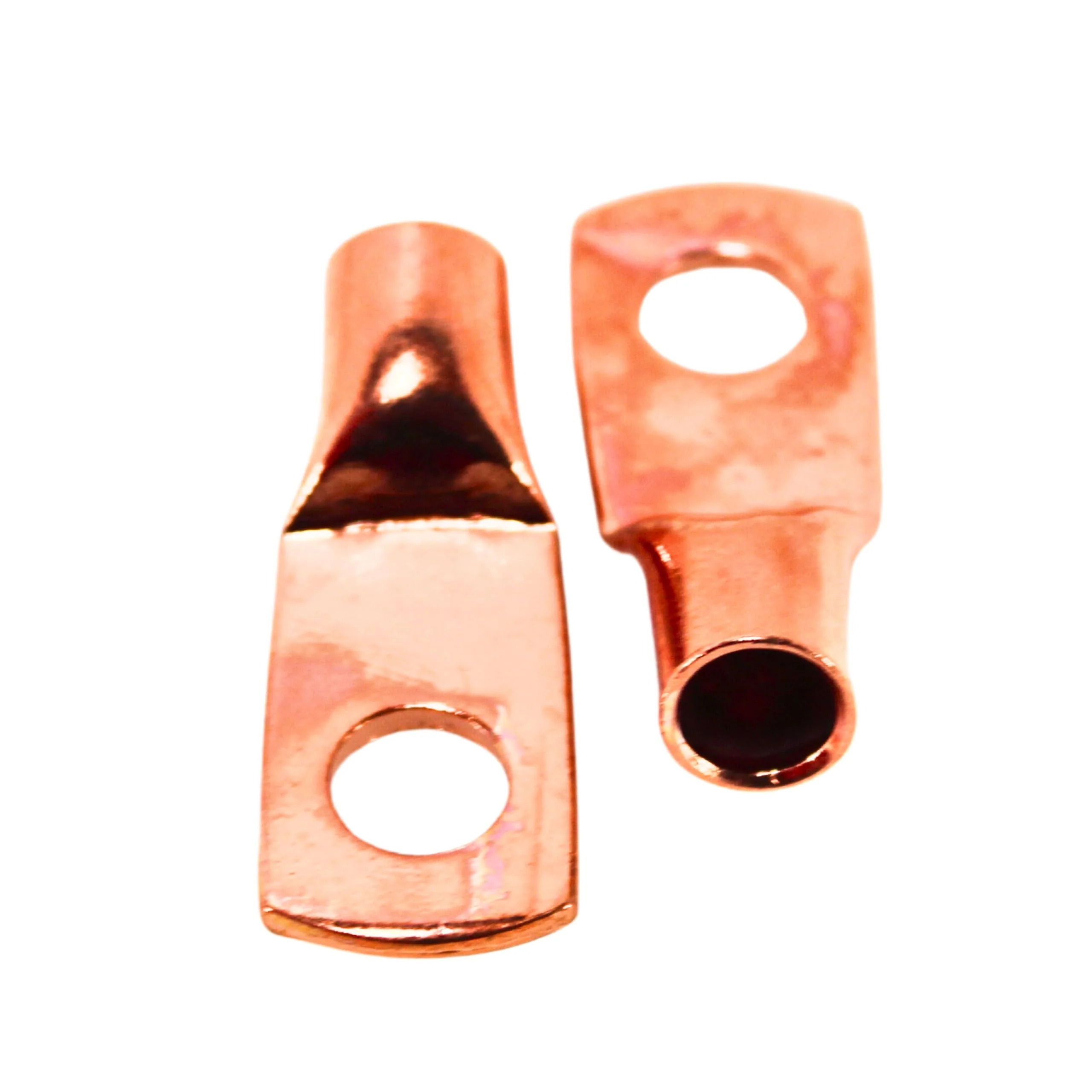 Pair of 4 Gauge 1/4 Inch Solder style Copper Ring Terminal Lugs w/ Heatshrink - Image 2