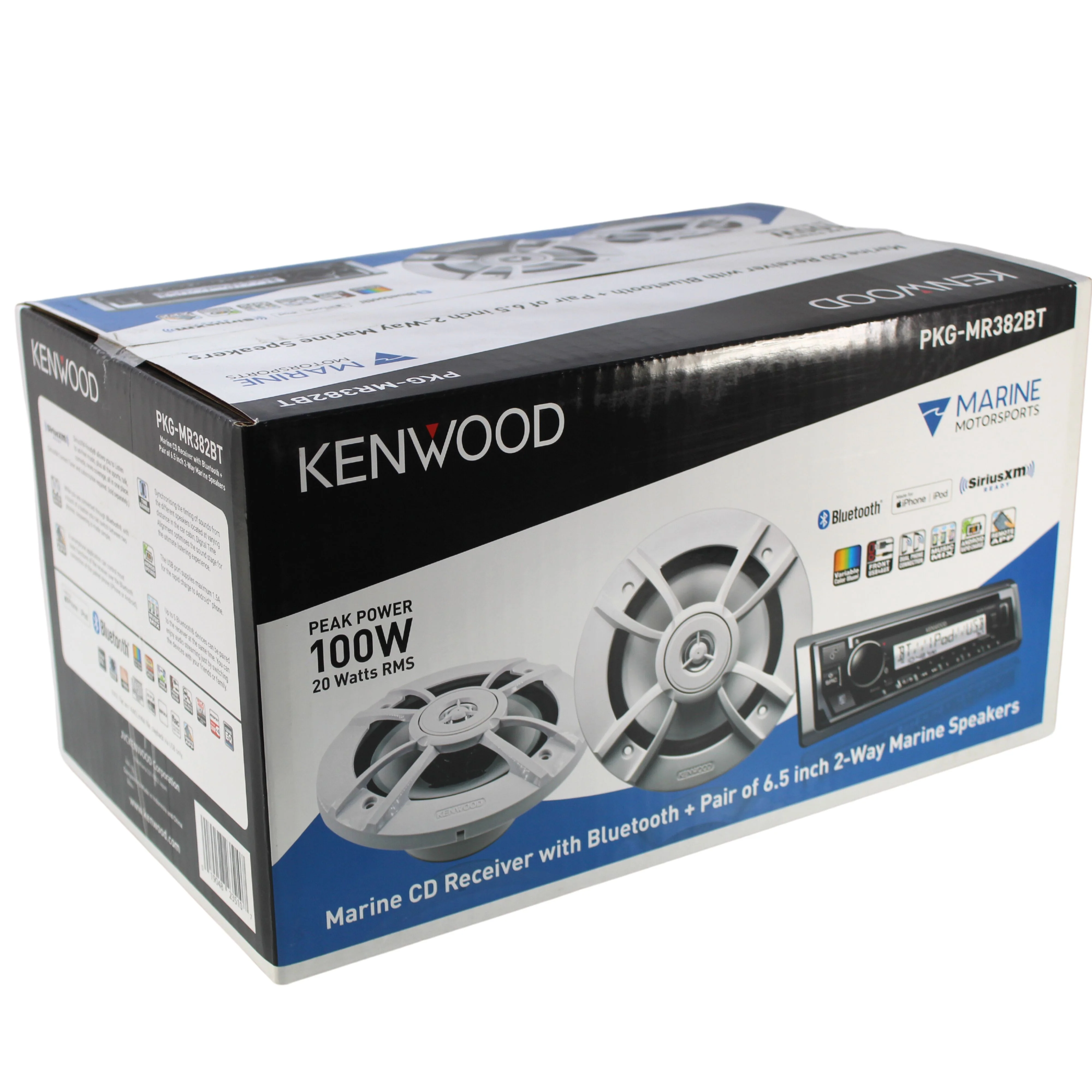 Kenwood Marine Audio Package w/ BT Stereo + 6.5" Boat Speakers Pair PKG-MR382BT - Image 4