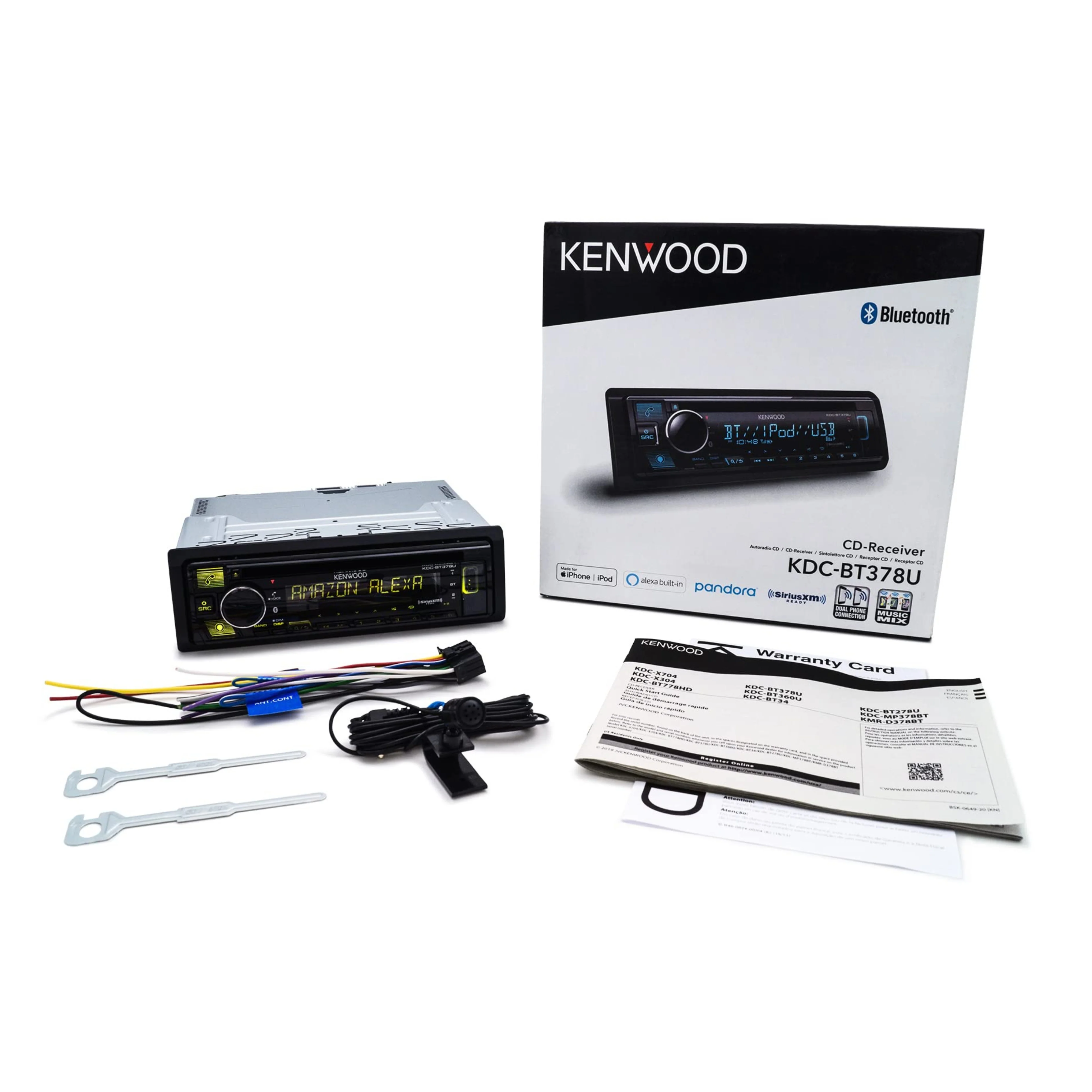 Kenwood Single DIN Bluetooth AM/FM CD USB Car Stereo Receiver KDC-BT378U - Image 2