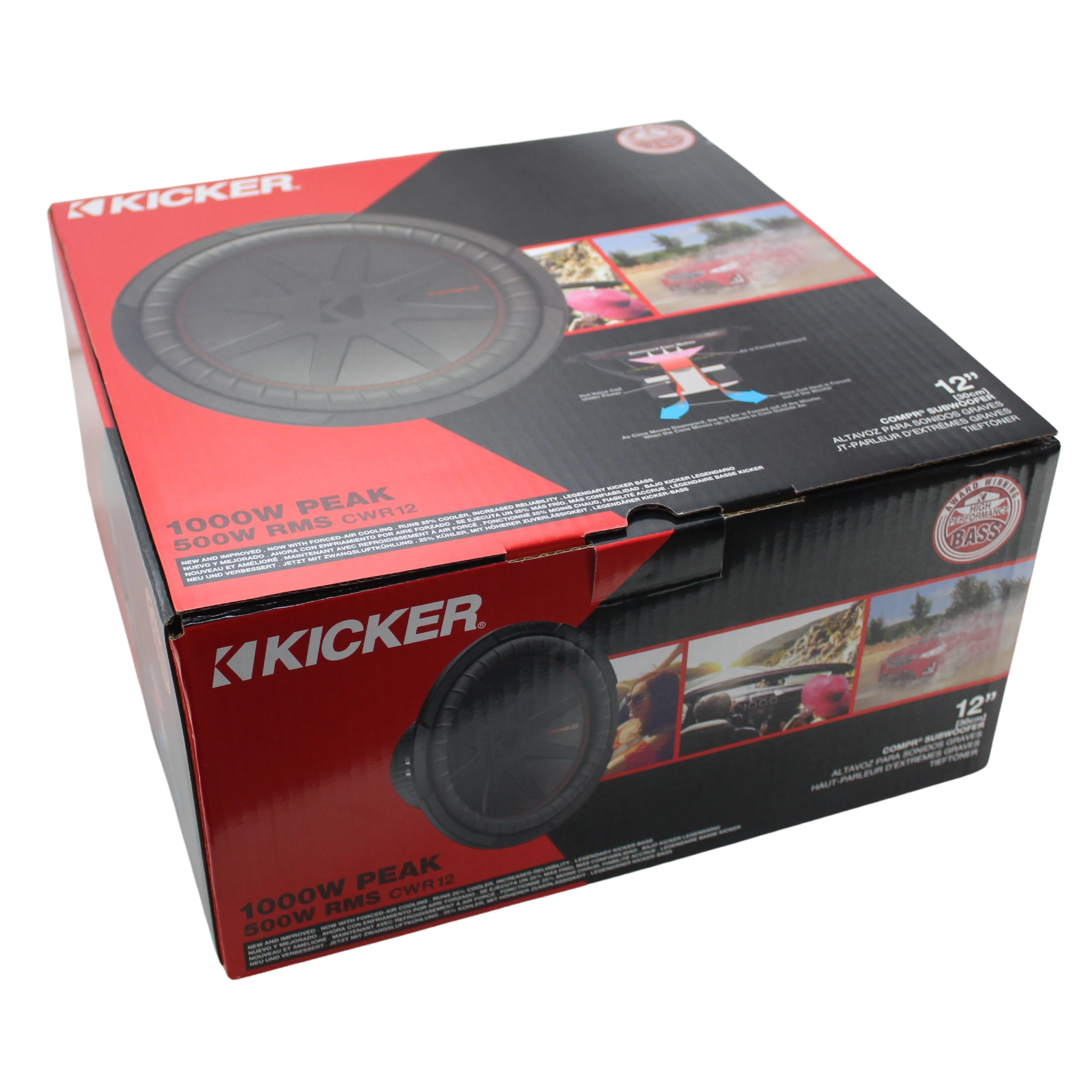 Kicker 12" 4 Ohm 1000W Peak CompR Pro Car Audio Subwoofer Black 48CWR124 - Image 5