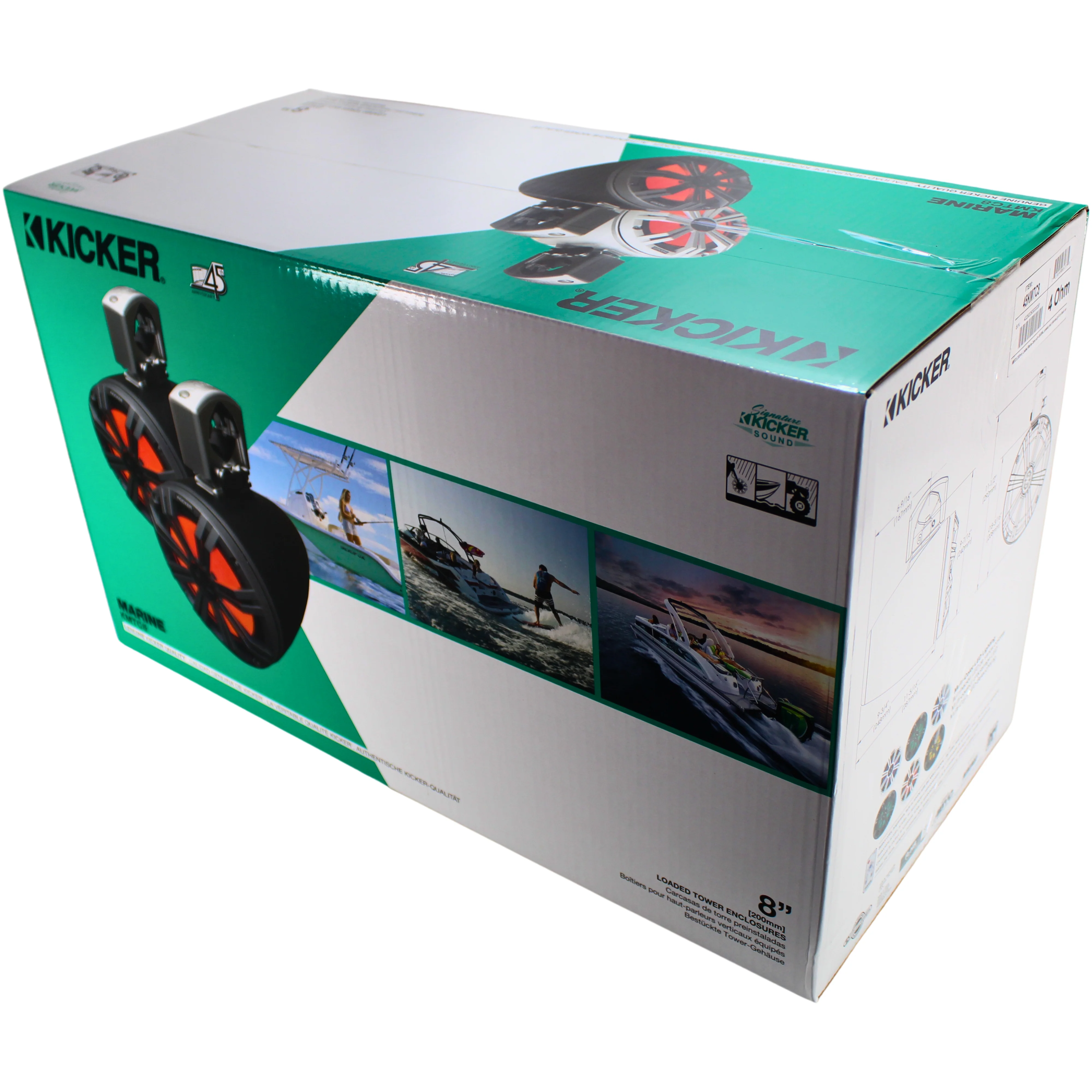 Kicker KMTC Series 8" 300W Marine Coaxial Black Tower System Speakers / 45KMTC8 - Image 8