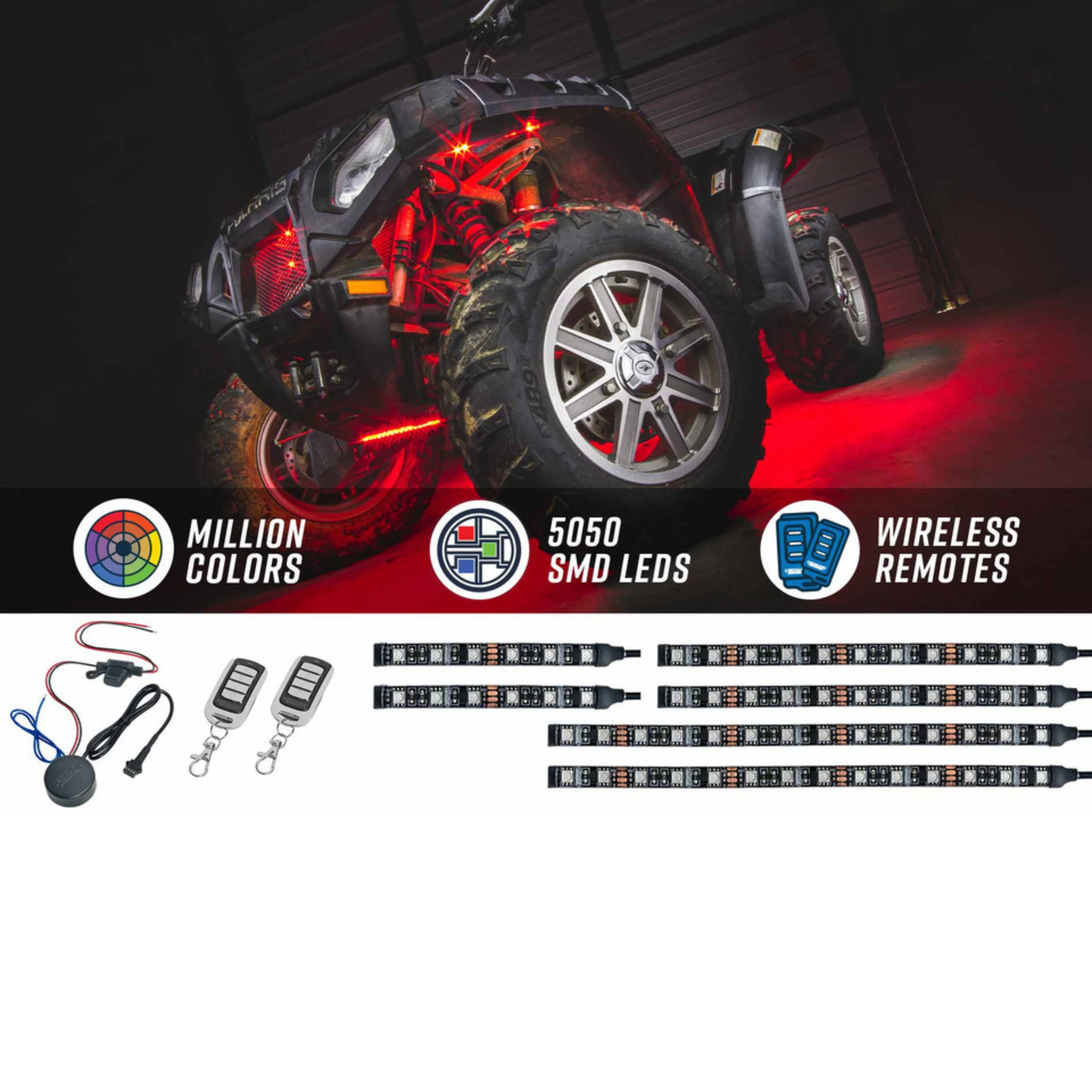 LEDGlow 14pc ATV Advanced Million Color LED Lighting Kit w/Automatic Brake Light