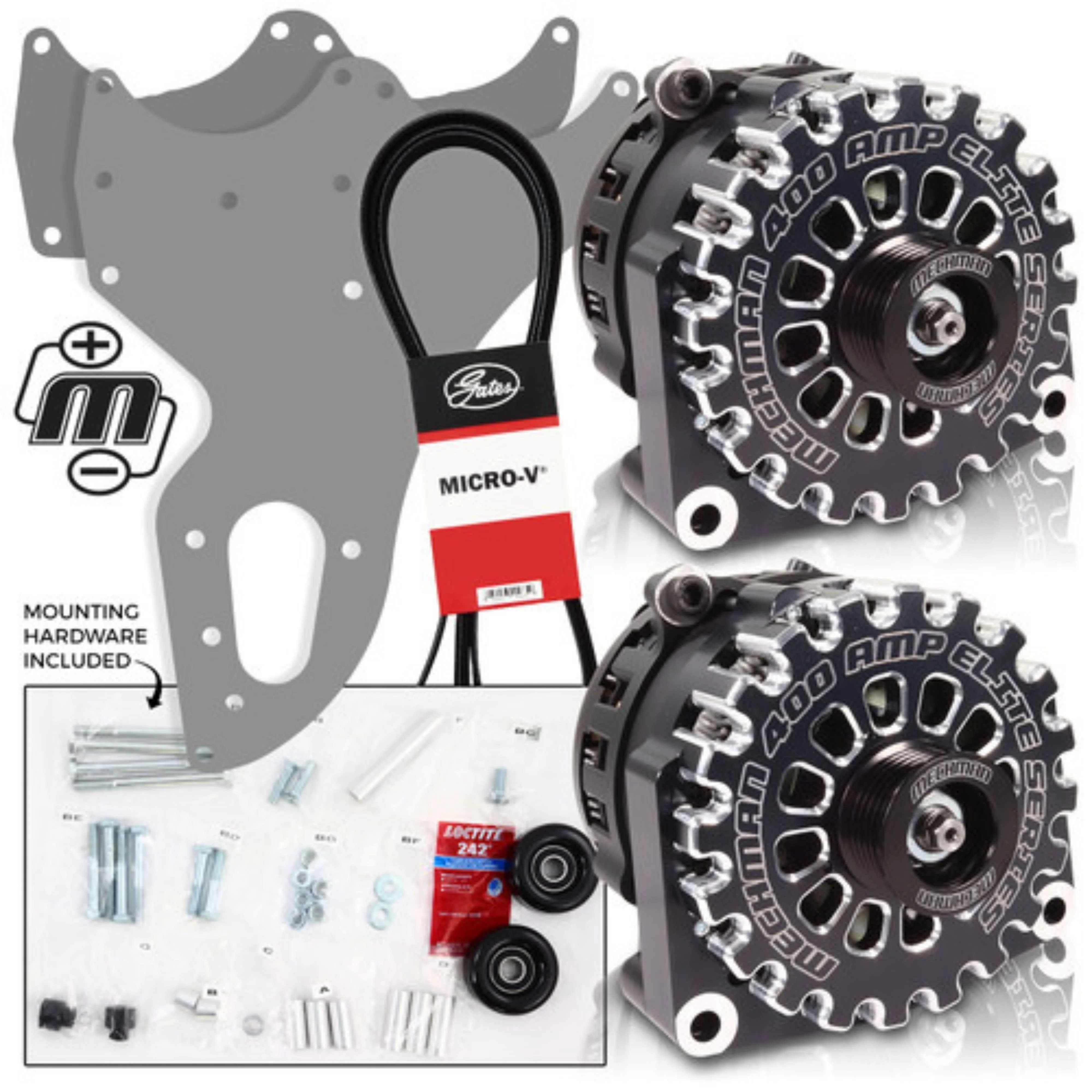 Mechman D205 Dual Bracket Black Alternat 05-13 GM Trucks W/4.8, 5.3, & 6.0, 6.2L - Image 2