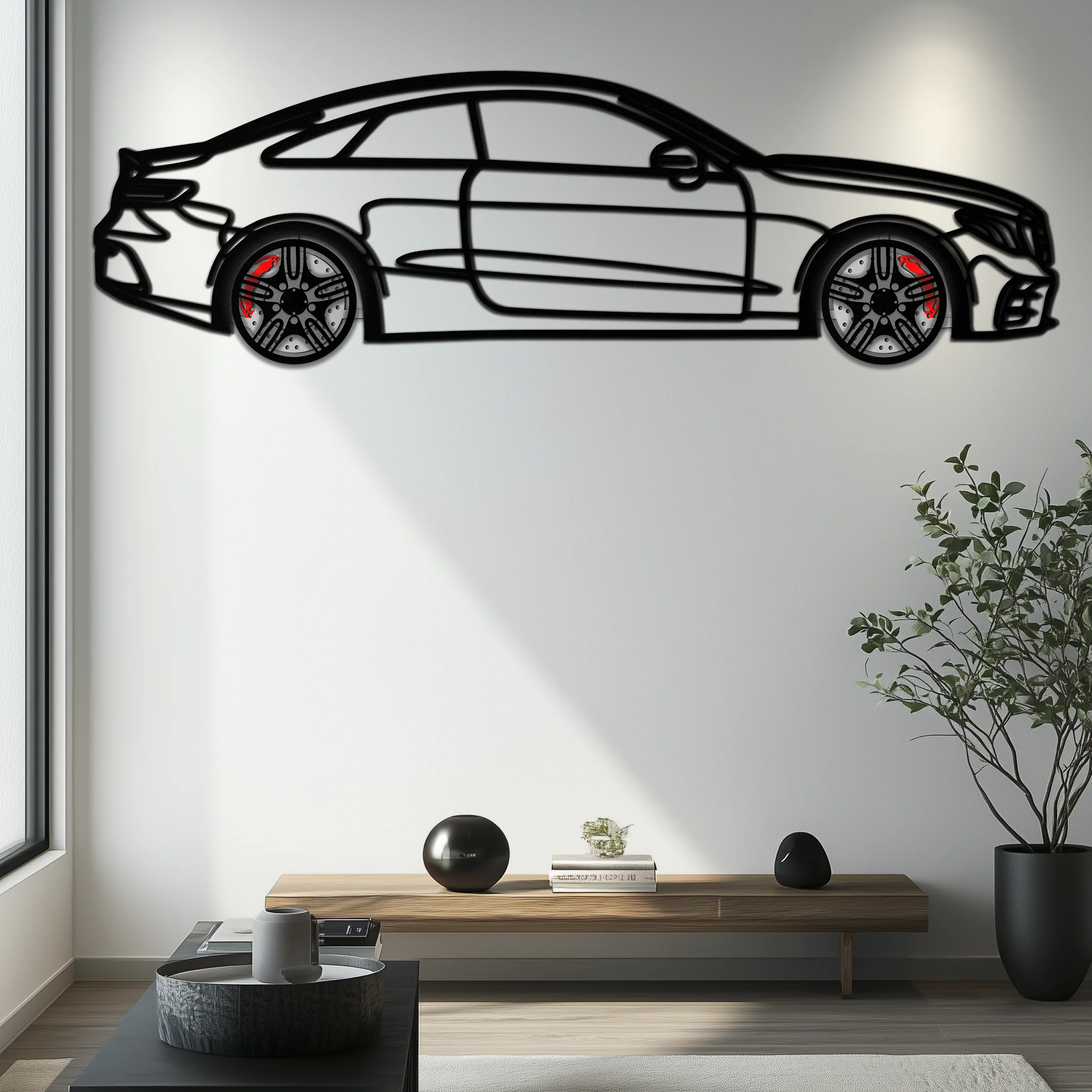 Mercedes E53 AMG Rotating Wheel Metal Wall Art β Luxury Coupe Silhouette Decor for Car Enthusiasts- KAFMEKA078 - Image 9