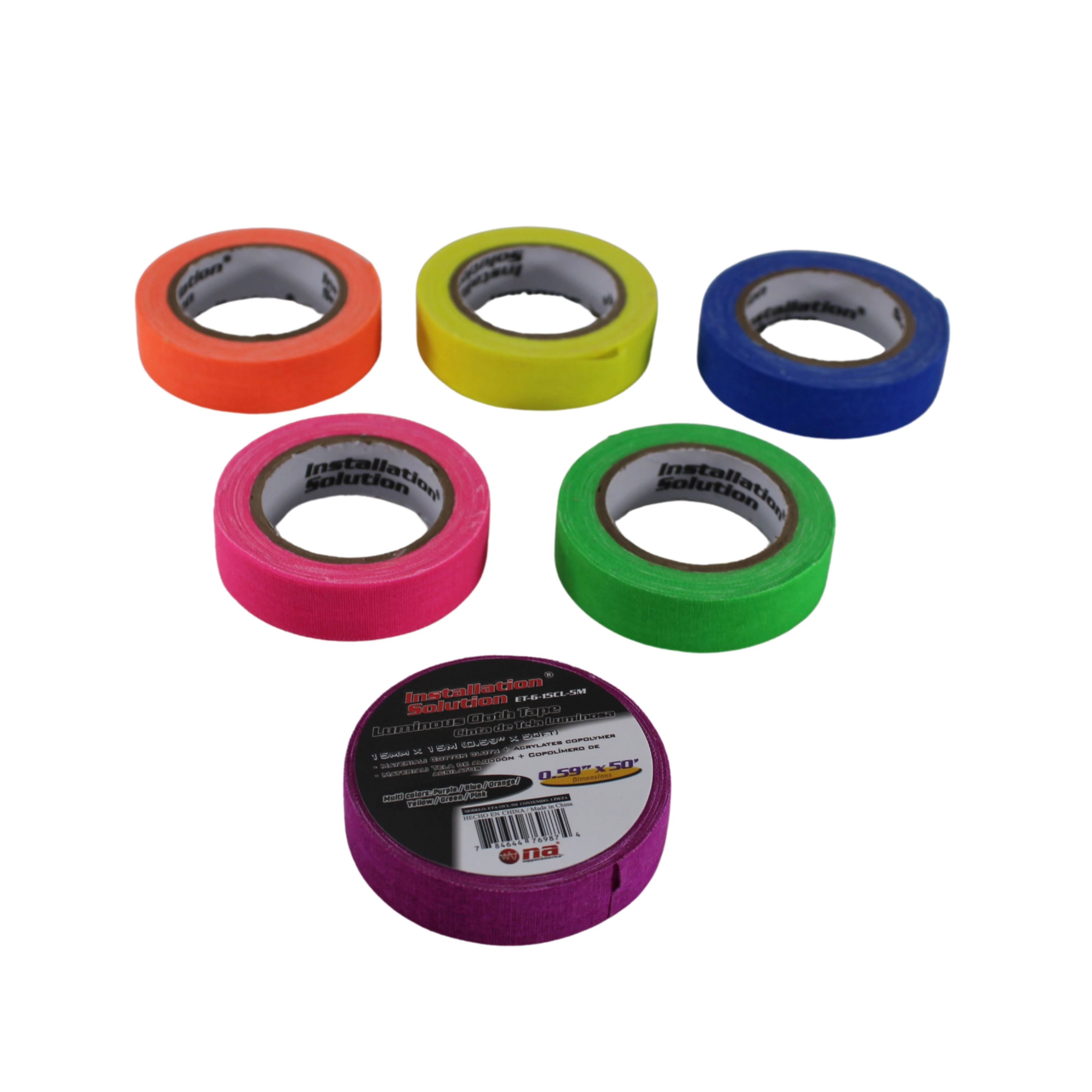 Multi-Color 0.59" x 50 Ft Luminous Cotton Cloth High Heat Harness Copolymer Tape - Image 7