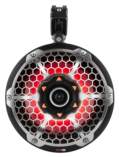 NXL-10TPNEO Black 10" LED Marine Tower Speakers + NXL-400.4D 1200W 4 Ch Amp
