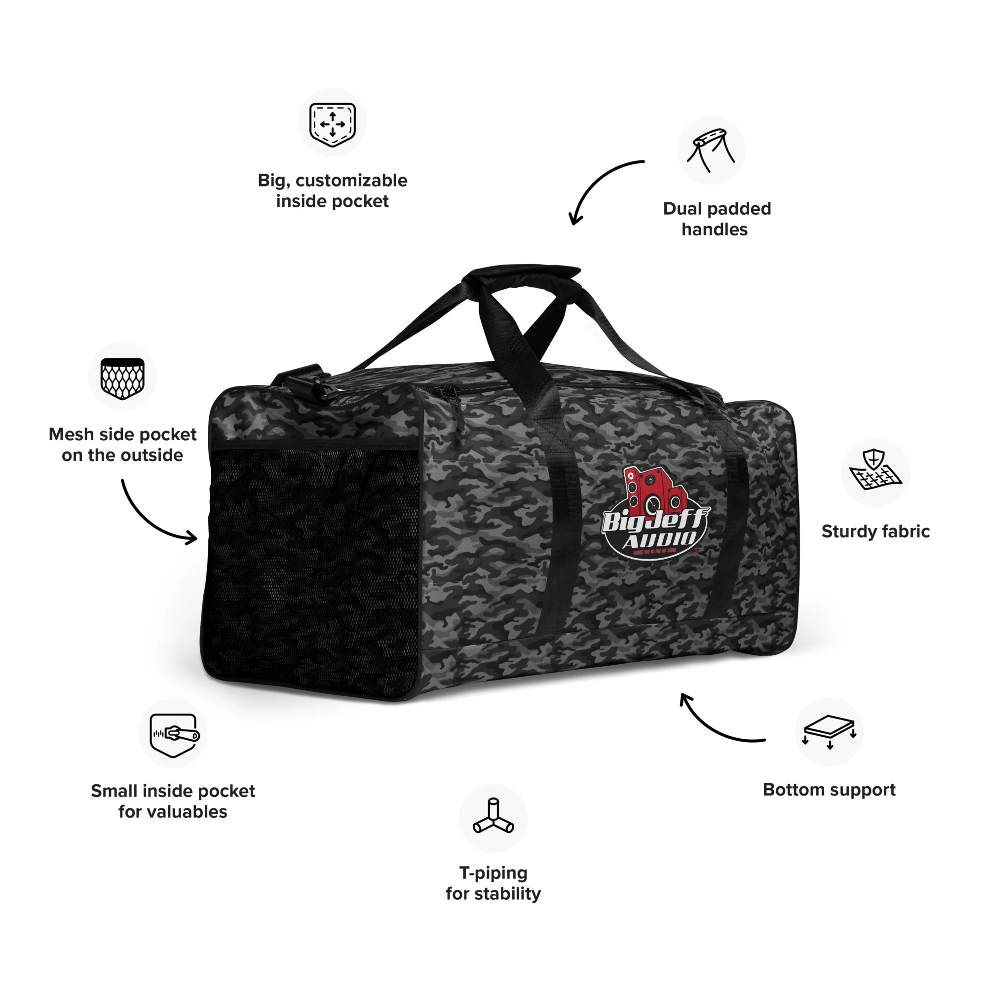 Official Big Jeff Audio Camo / Logo Duffle Bag
