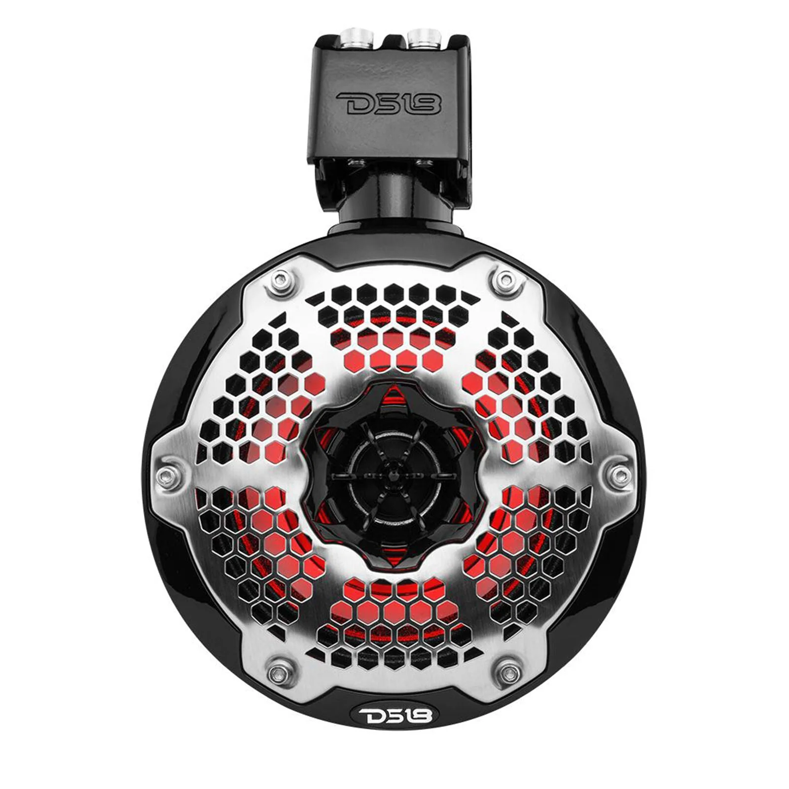 Pair of DS18 Hydro 8"Neodymium 1080W 4 Ohm RGB LED Marine Tower Speakers Red - Image 4