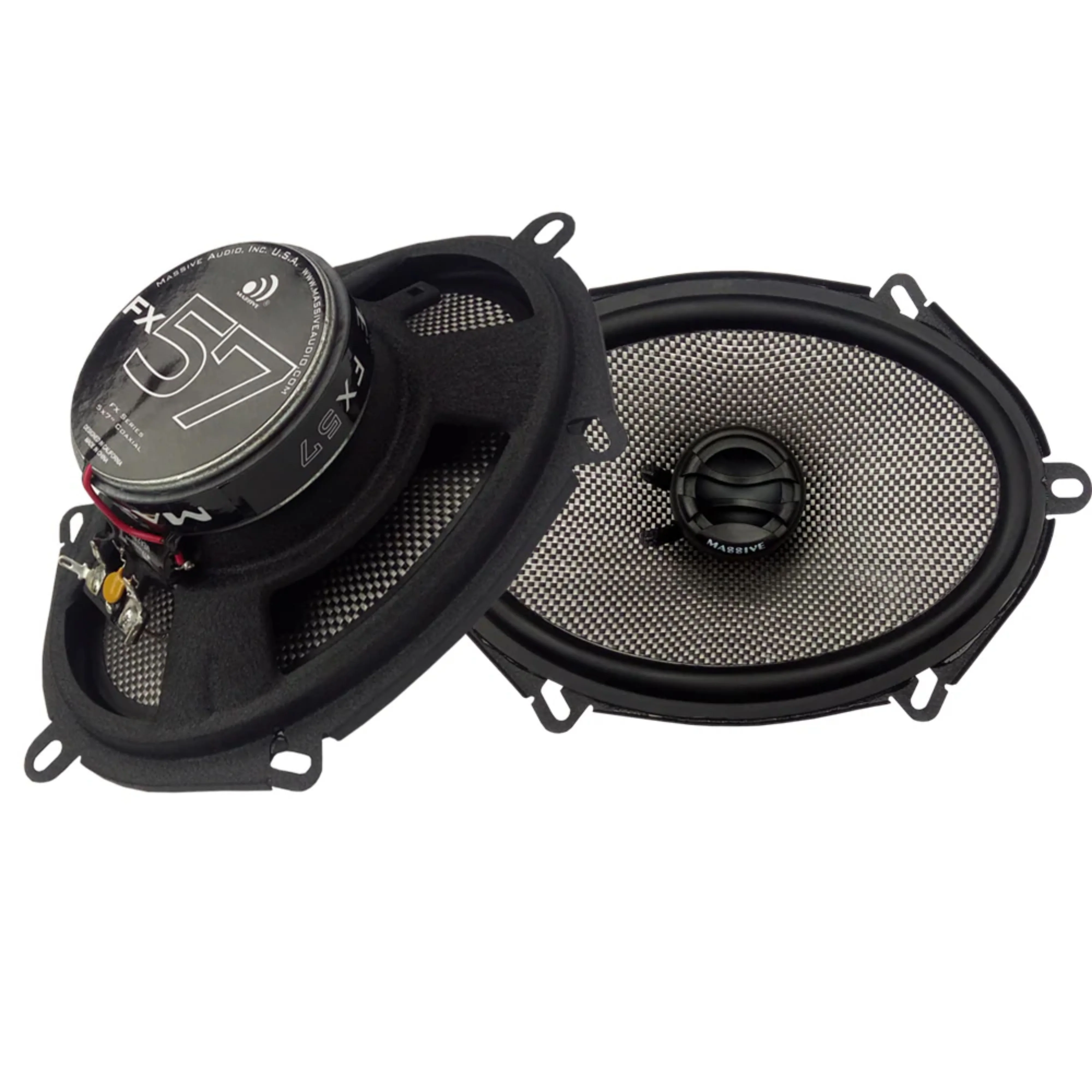 Pair of Massive Audio 5"x7" 4-Ohm 70 Watts RMS 2-Way Coaxial Speakers