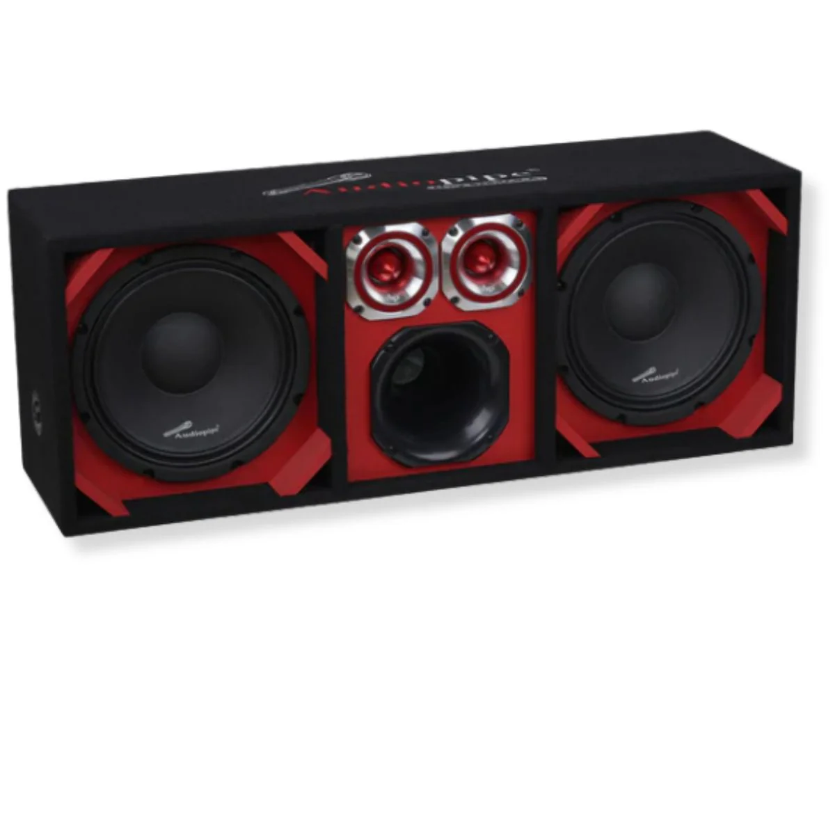 Red Fully Loaded Speaker Box w/ 2x 10" Woofers, 6" Driver, 2x 4" Tweeters - Image 2