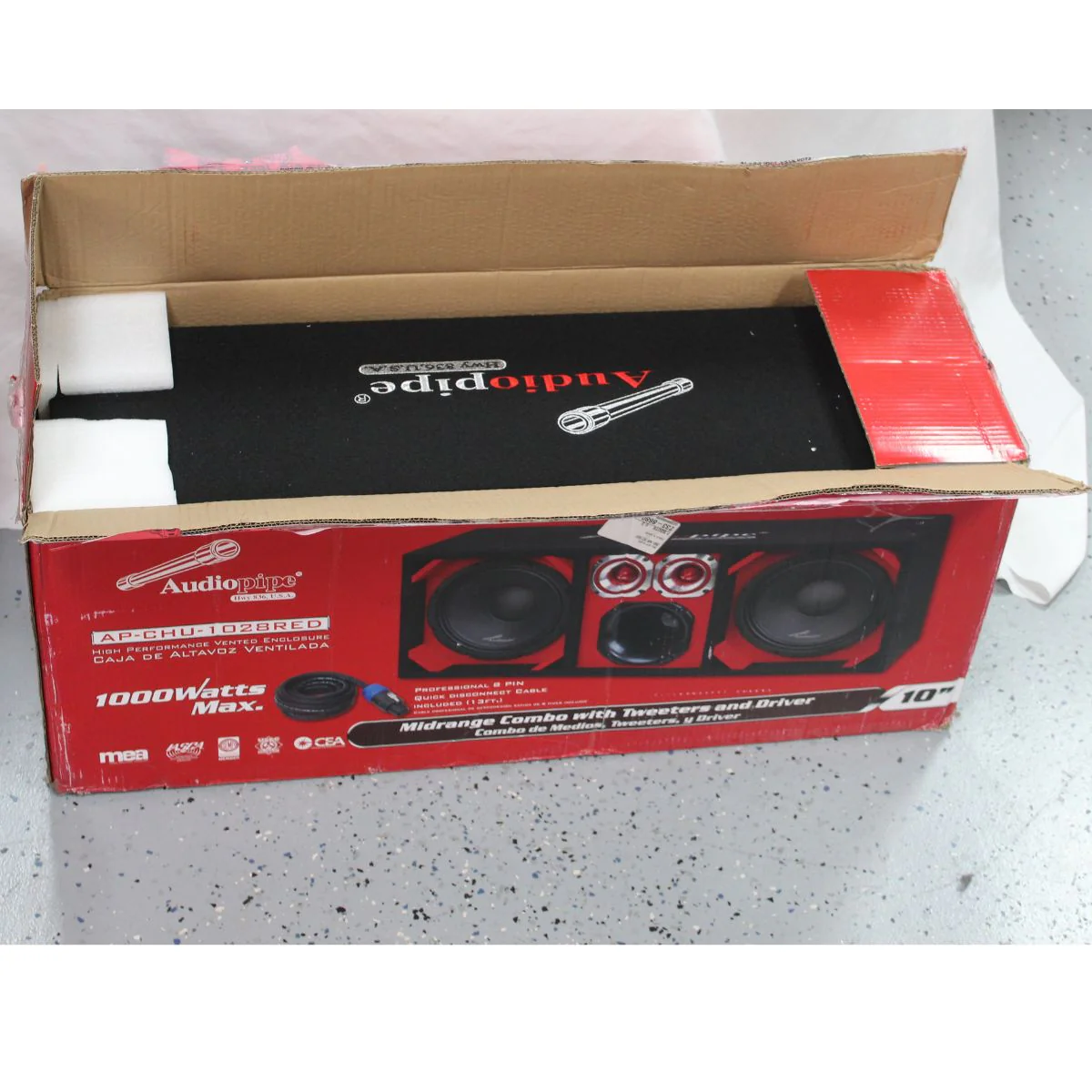 Red Loaded Speaker Box w/ 2x 10" Woofers, 6x 6" Drivers, 4x 4" Tweeters OPEN BOX - Image 2