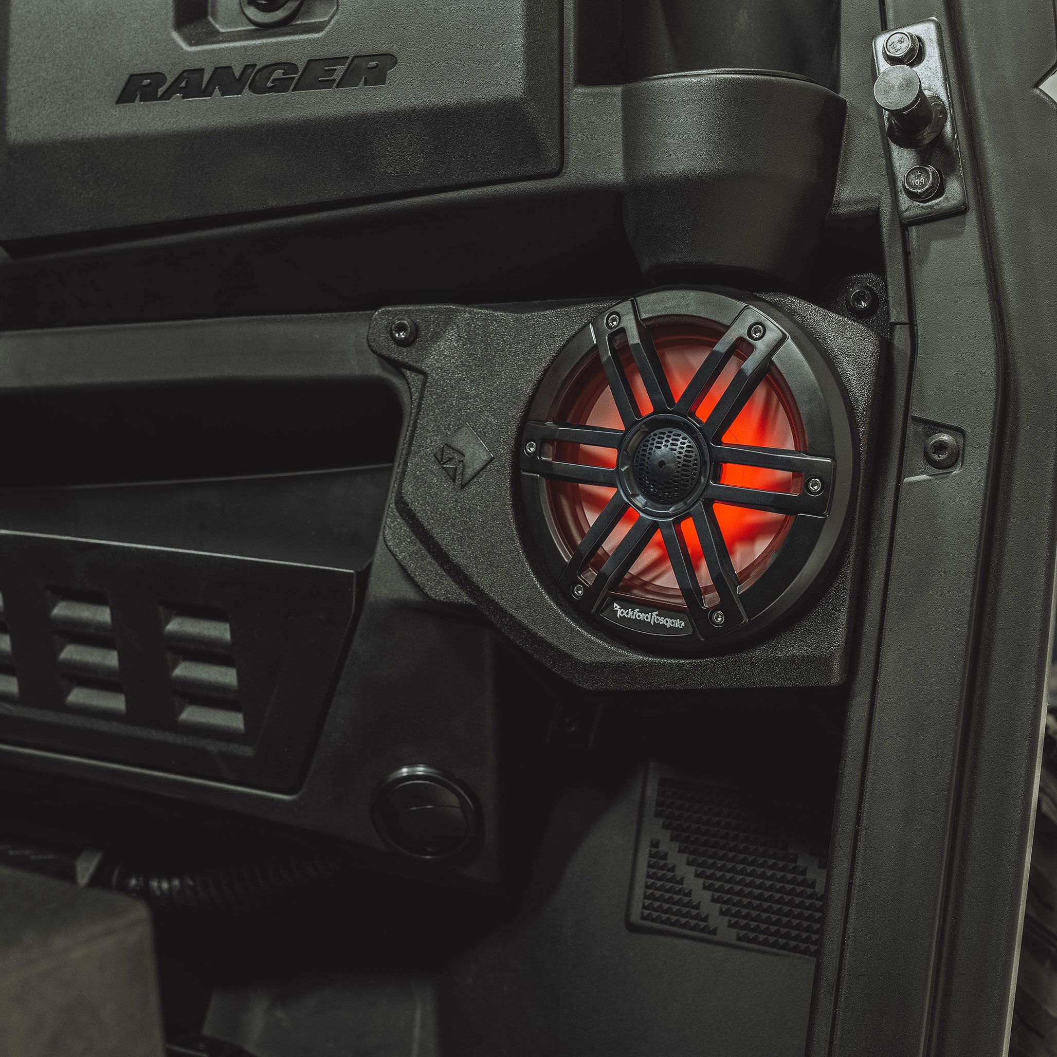 Rockford 6.5 Front Enclosures /w Black RGB Marine Speakers 2018+ Polaris Ranger - Image 8