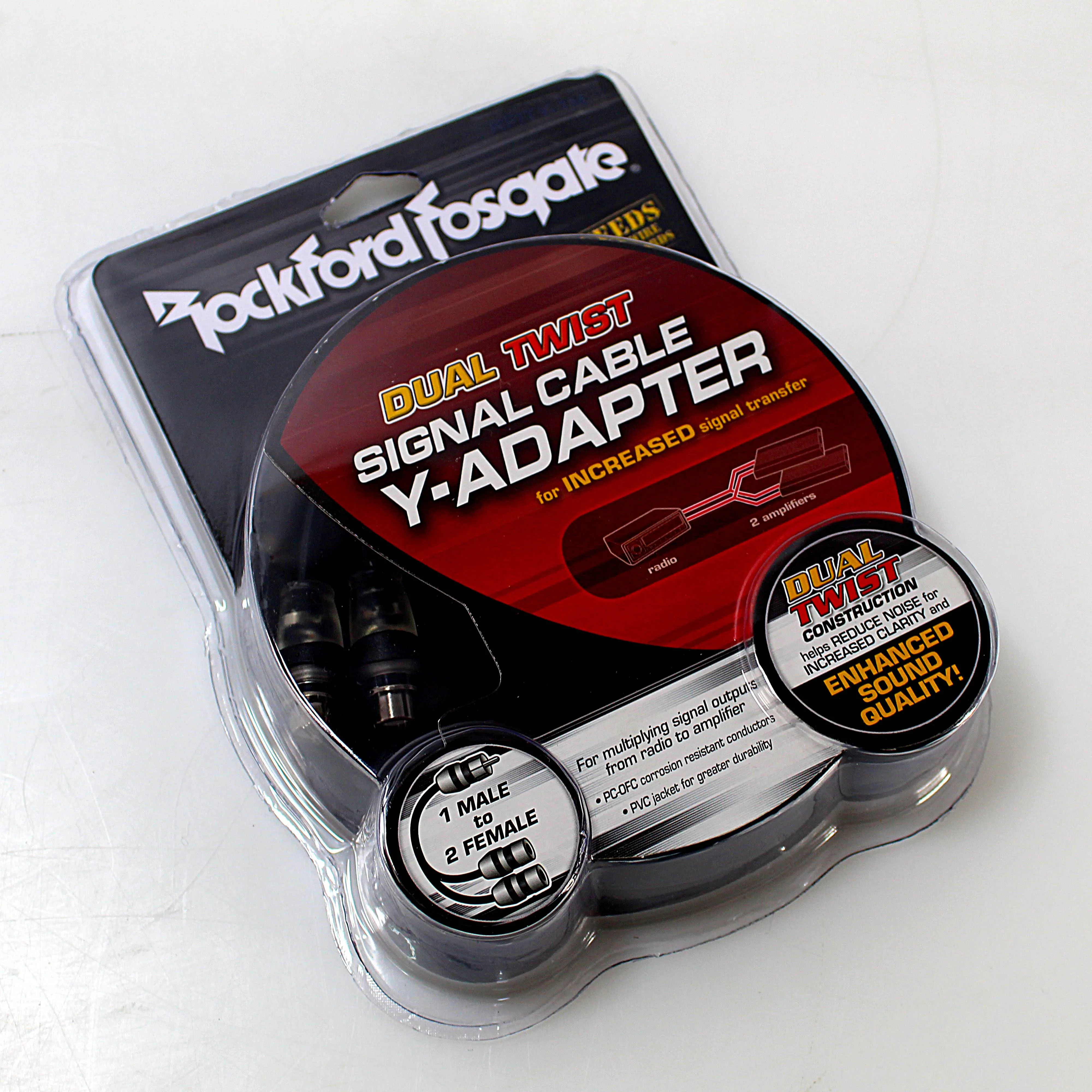 Rockford Fosgate Y-Adapter RCA Cable 2 Female to 1 Male Dual Twist Radio to Amp - Image 2