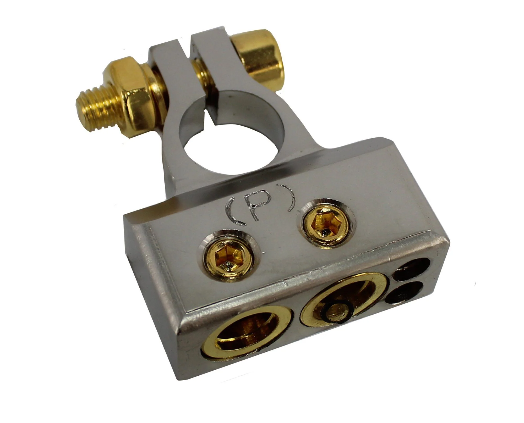 Satin Nickel 1/0 or 4AWG to 8AWG Positive + Negative Battery Terminal Combo - Image 3