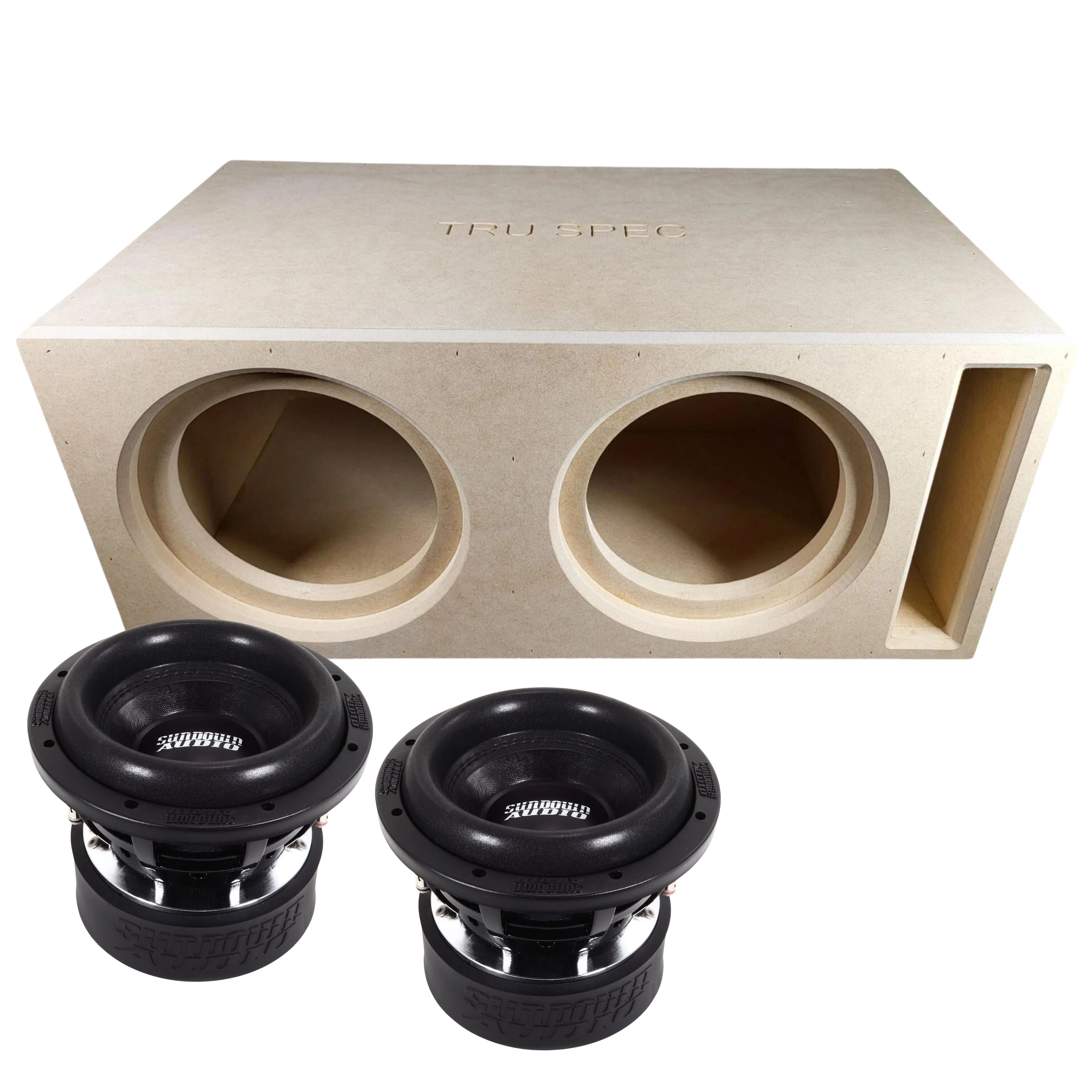 Sundown Audio 8" DVC 1000W Peak Subwoofer and Tru Spec Vented Dual Enclosure Lot